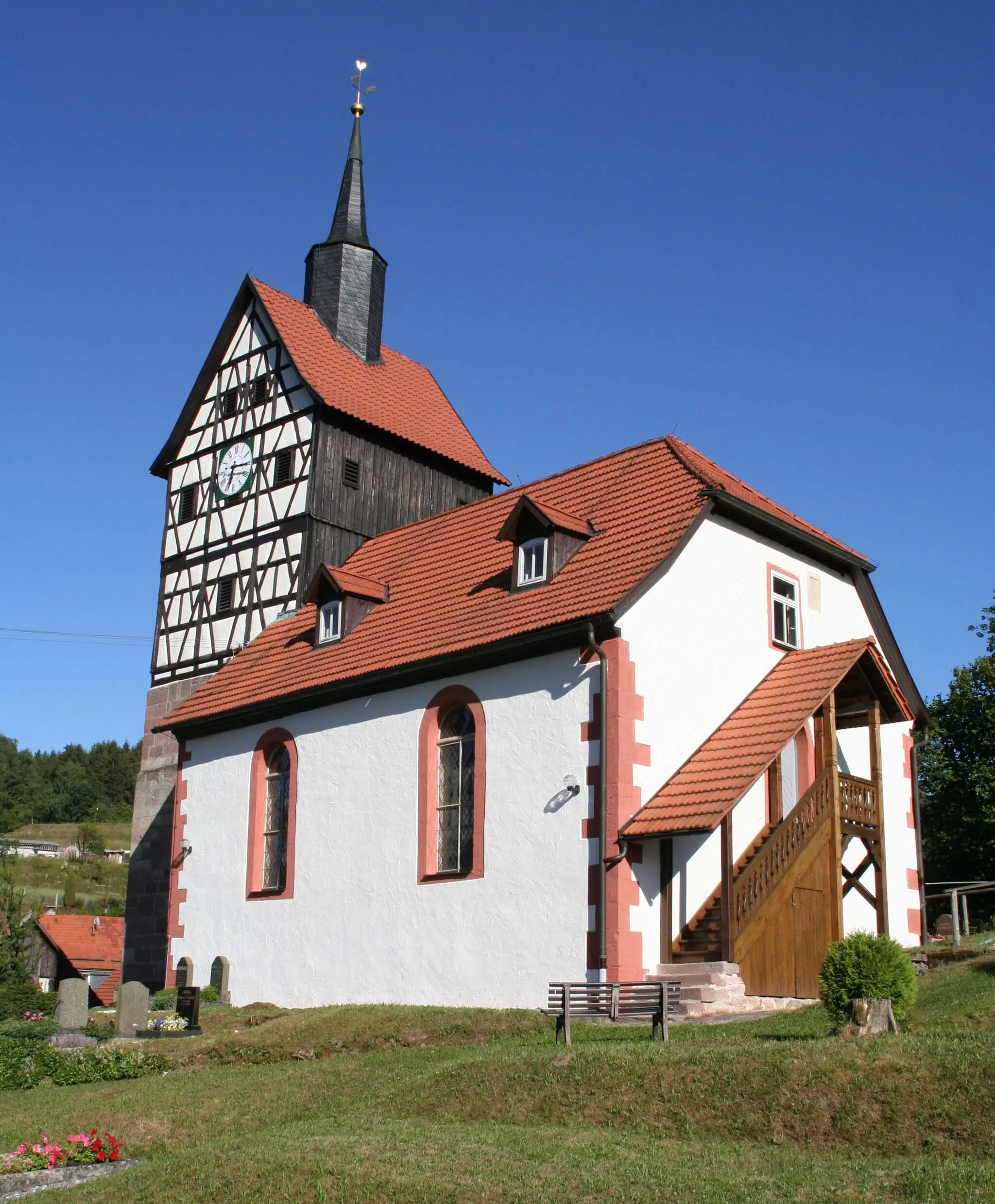 Photo showing: ev. Kirche Ebertshausen evangelische Kirche in Ebertshausen, Ortsteil von Benshausen Landkreis Schmalkalden-Meiningen