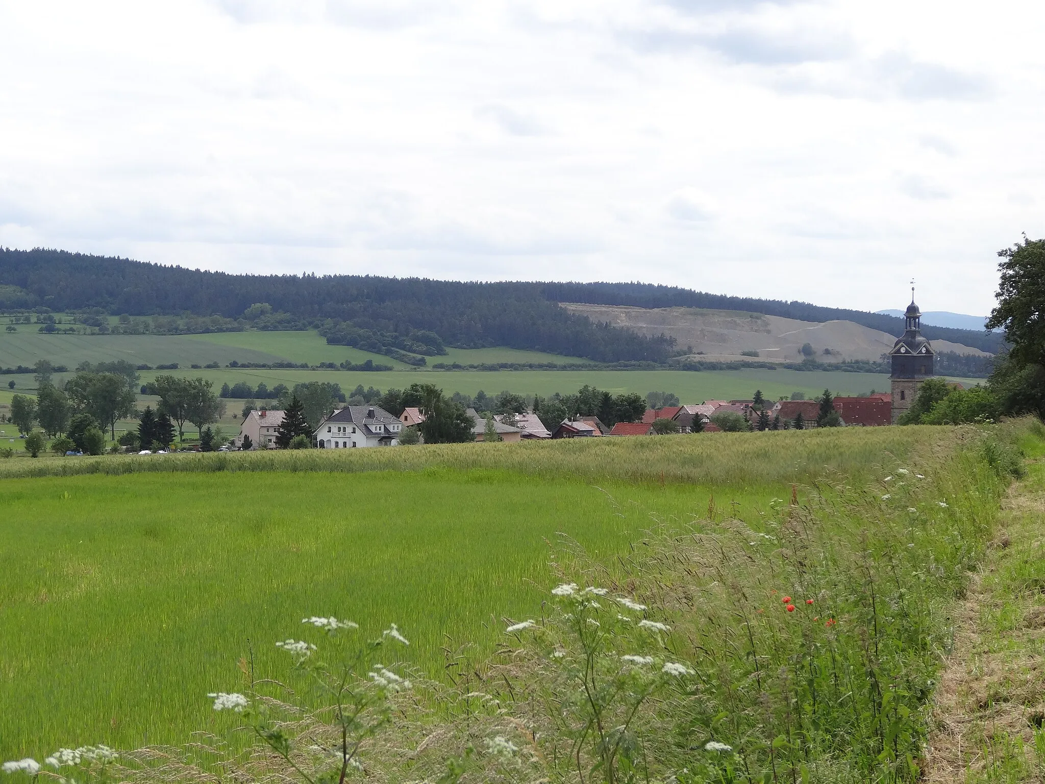 Photo showing: View from North-East on Großliebringen, Thuringia, Germany