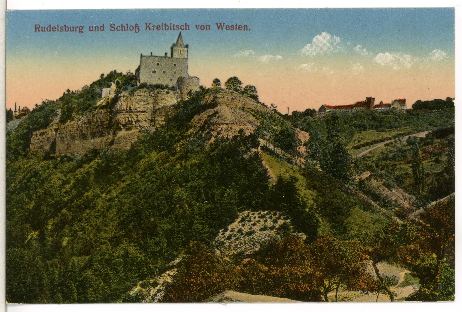 Photo showing: Kösen; Rudelsburg und Schloß Kreibitsch von Westen