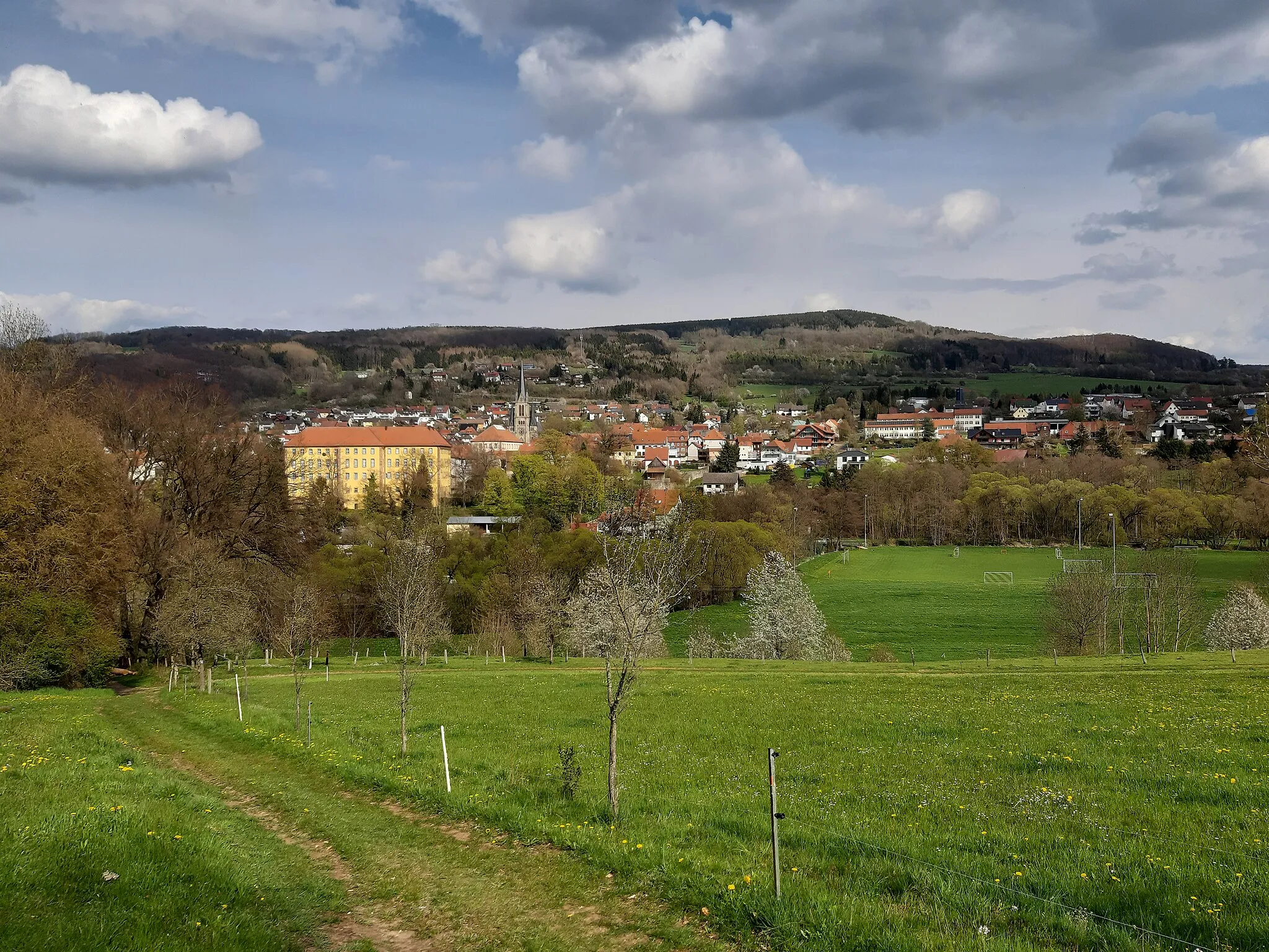 Photo showing: Blick aus westlicher Richtung auf Tann. Dahinter erhebt sich der Dadenberg.