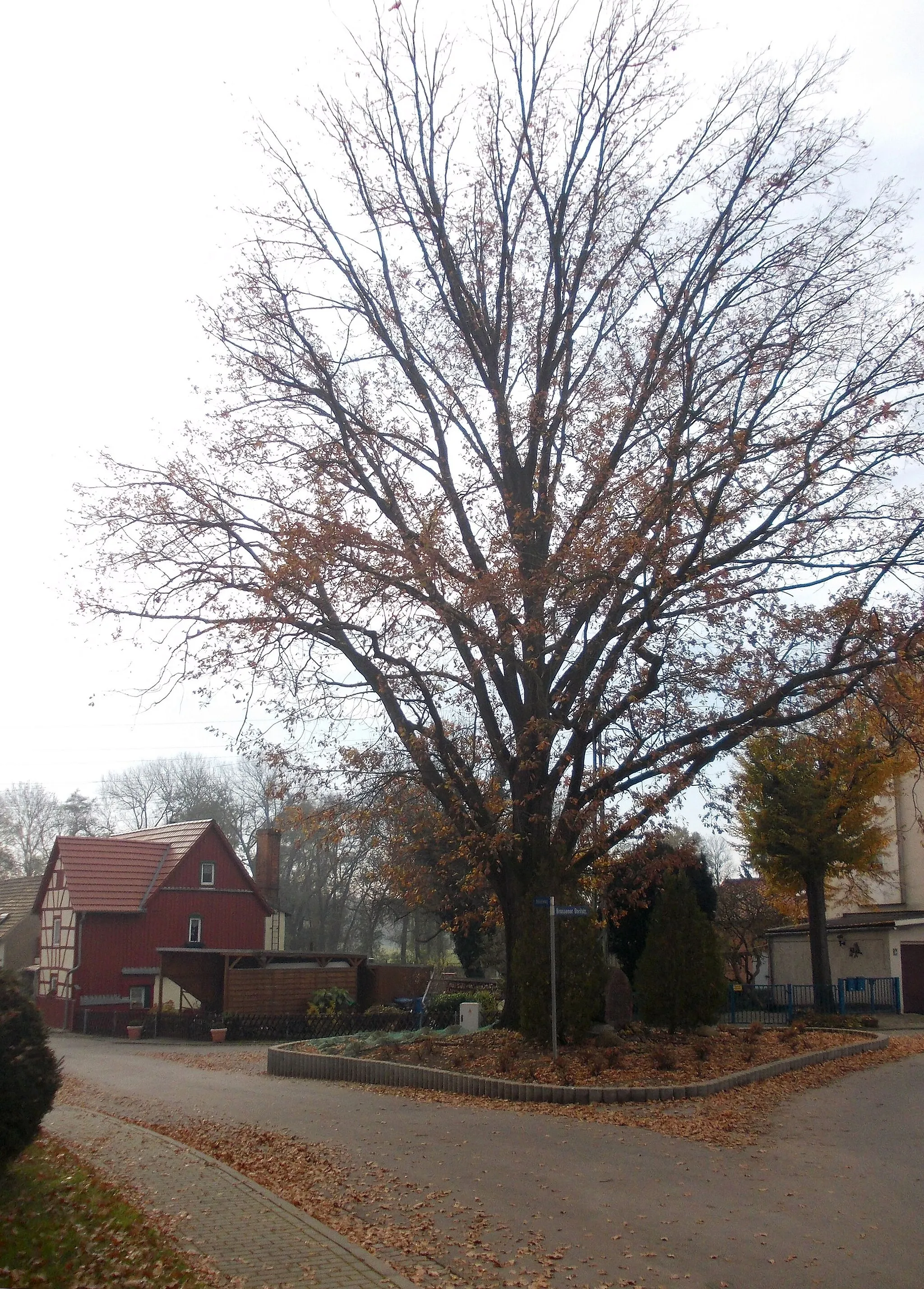 Photo showing: Dorfstrasse and Mühlweg in Brossen (Meuselwitz, district: Altenburger Land, Thuringia)