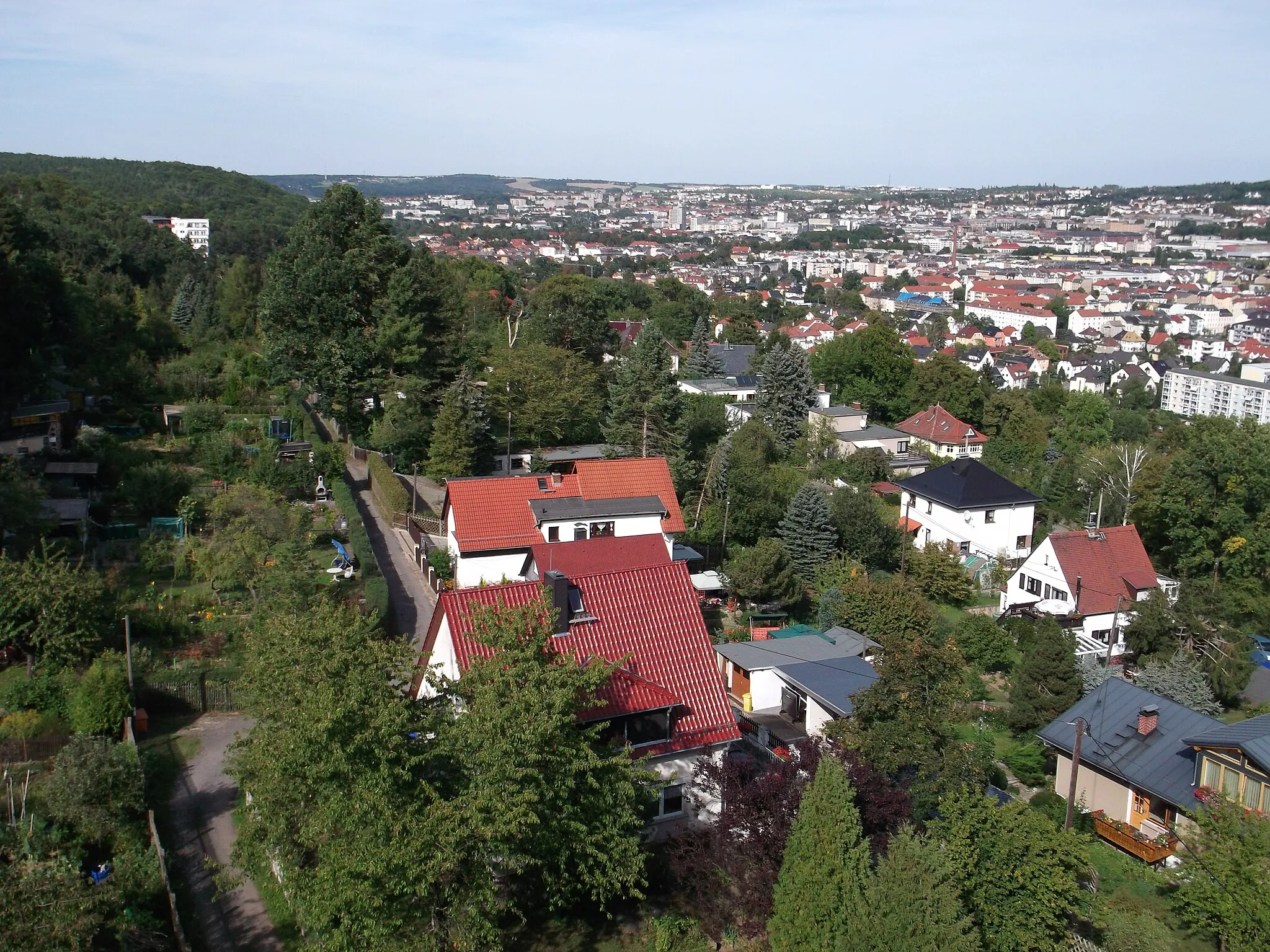 Photo showing: View from Fuchsturm in Gera, Germany, in September 2012