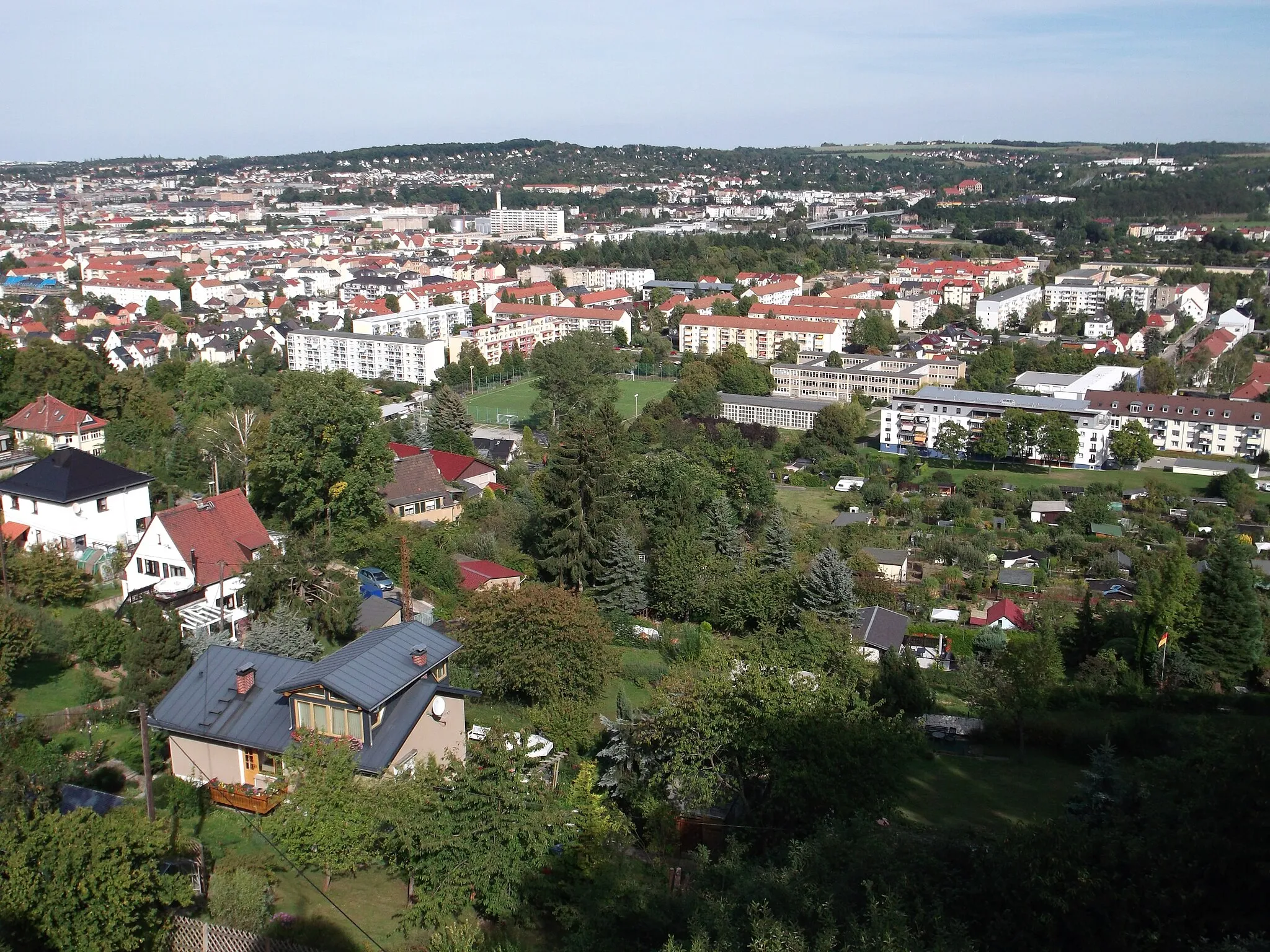 Photo showing: View from Fuchsturm in Gera, Germany, in September 2012