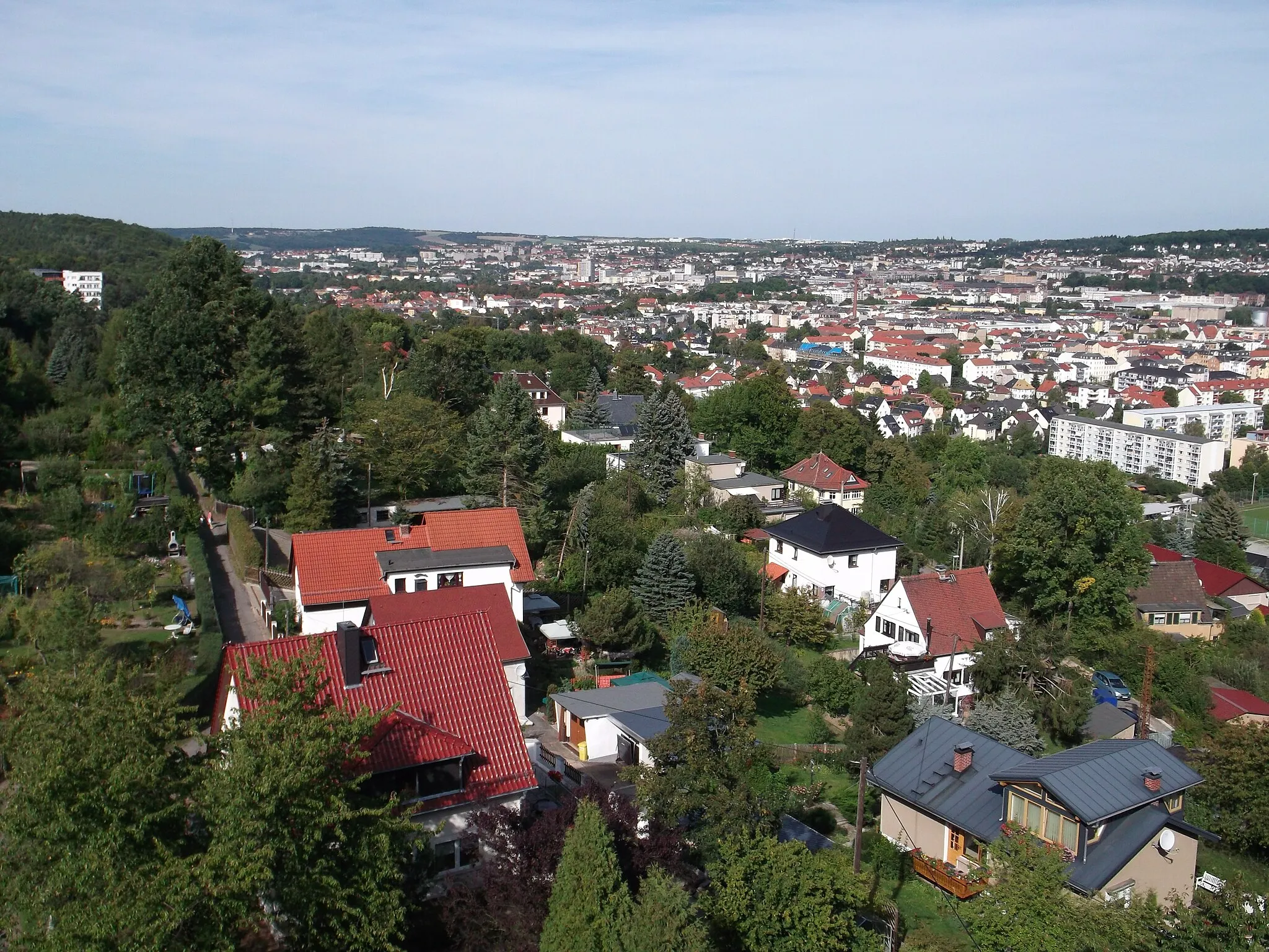 Photo showing: View from Fuchsturm in Gera, Germany, in September 2012