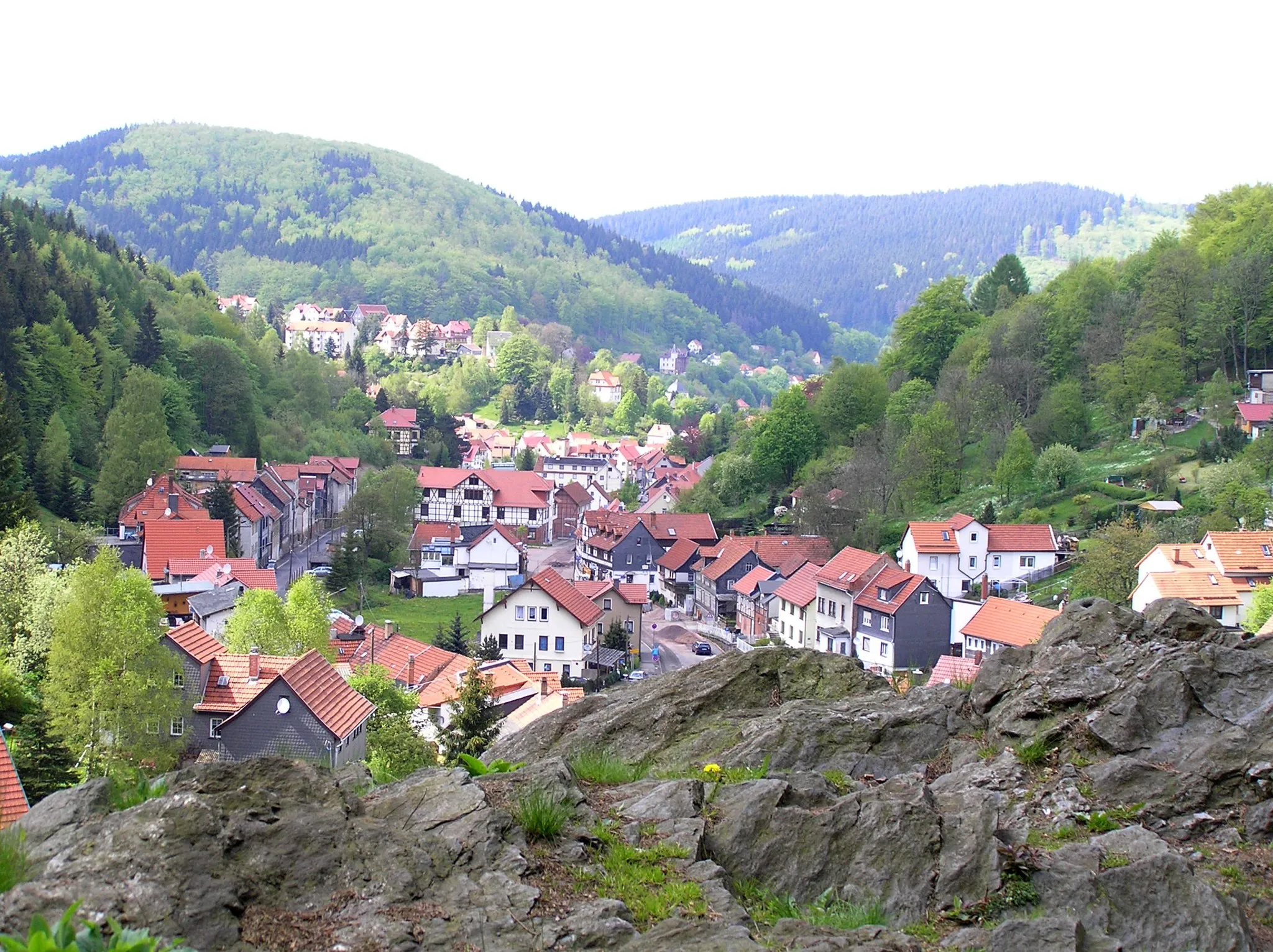 Photo showing: Blick vom Mühlrainstein im oberen Ortsteil Ruhla