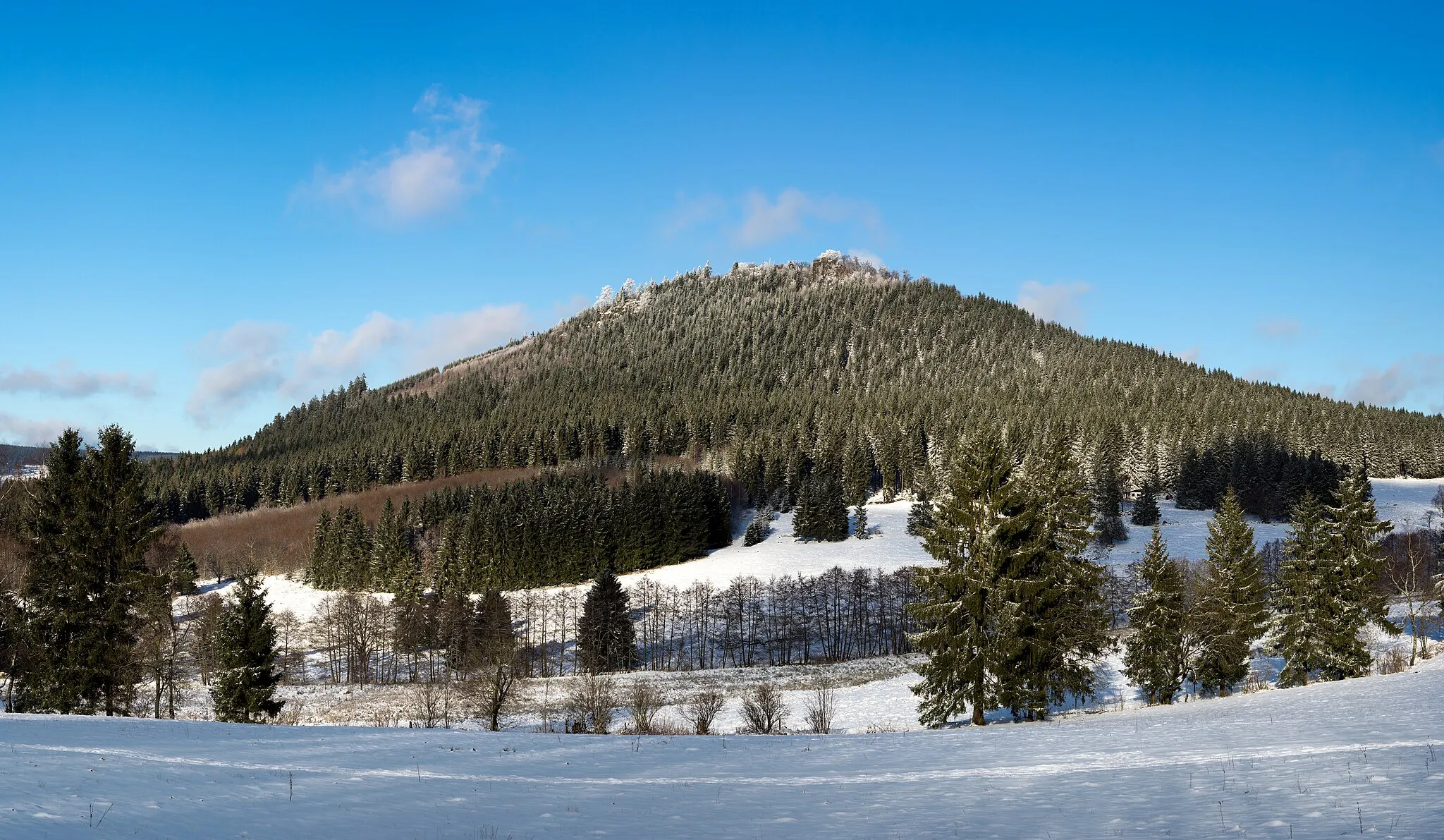 Photo showing: The Großer Hermansberg in the Thuringian Forest, view from the south