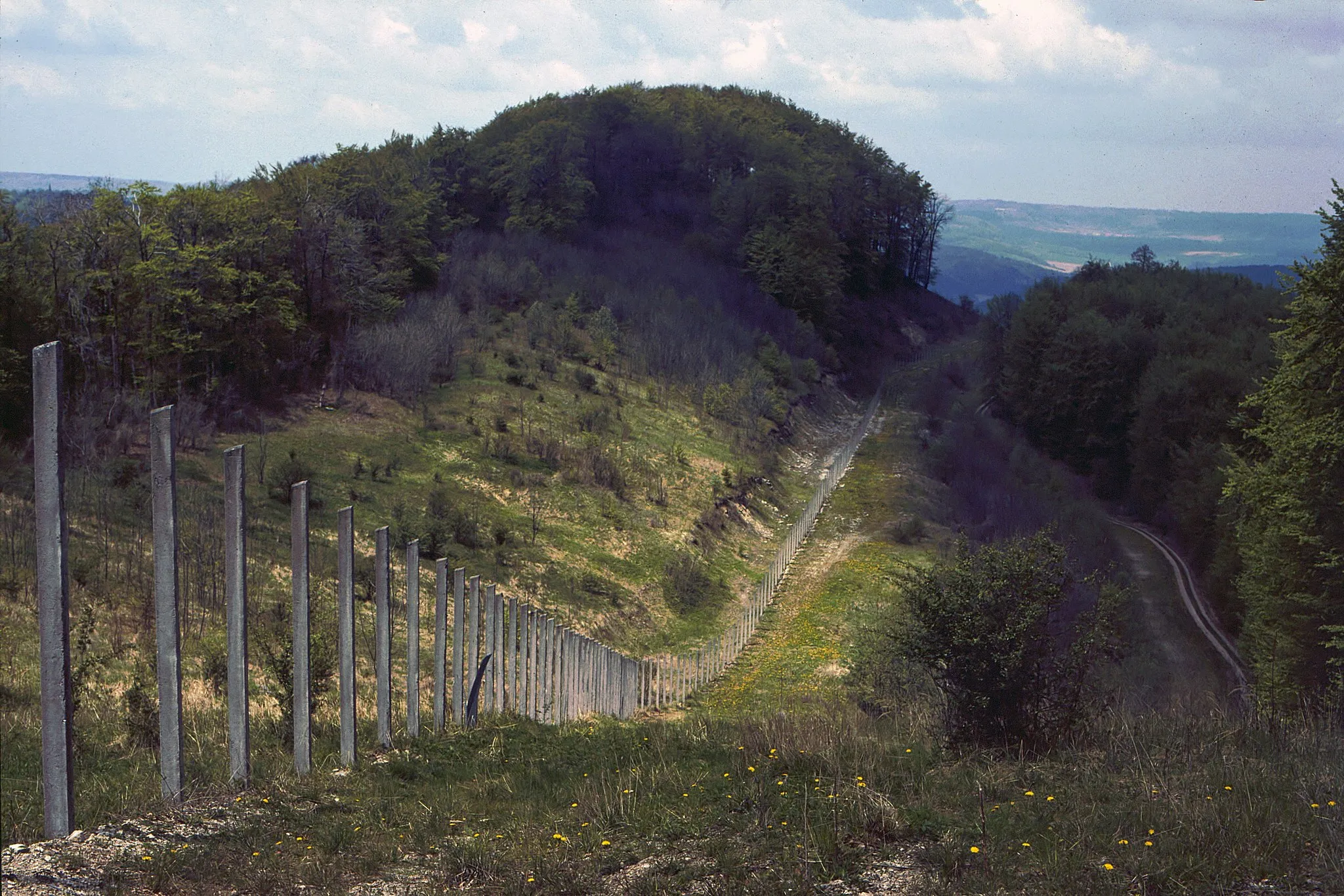 Photo showing: Ehemalige Zonengrenze hinter der Plesse 1993 (Richtung Ost)