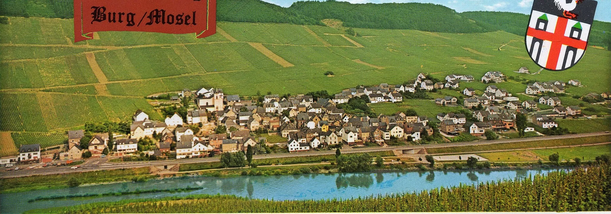 Photo showing: Burg an der Mosel auf einer Ansichtskarte von 1980