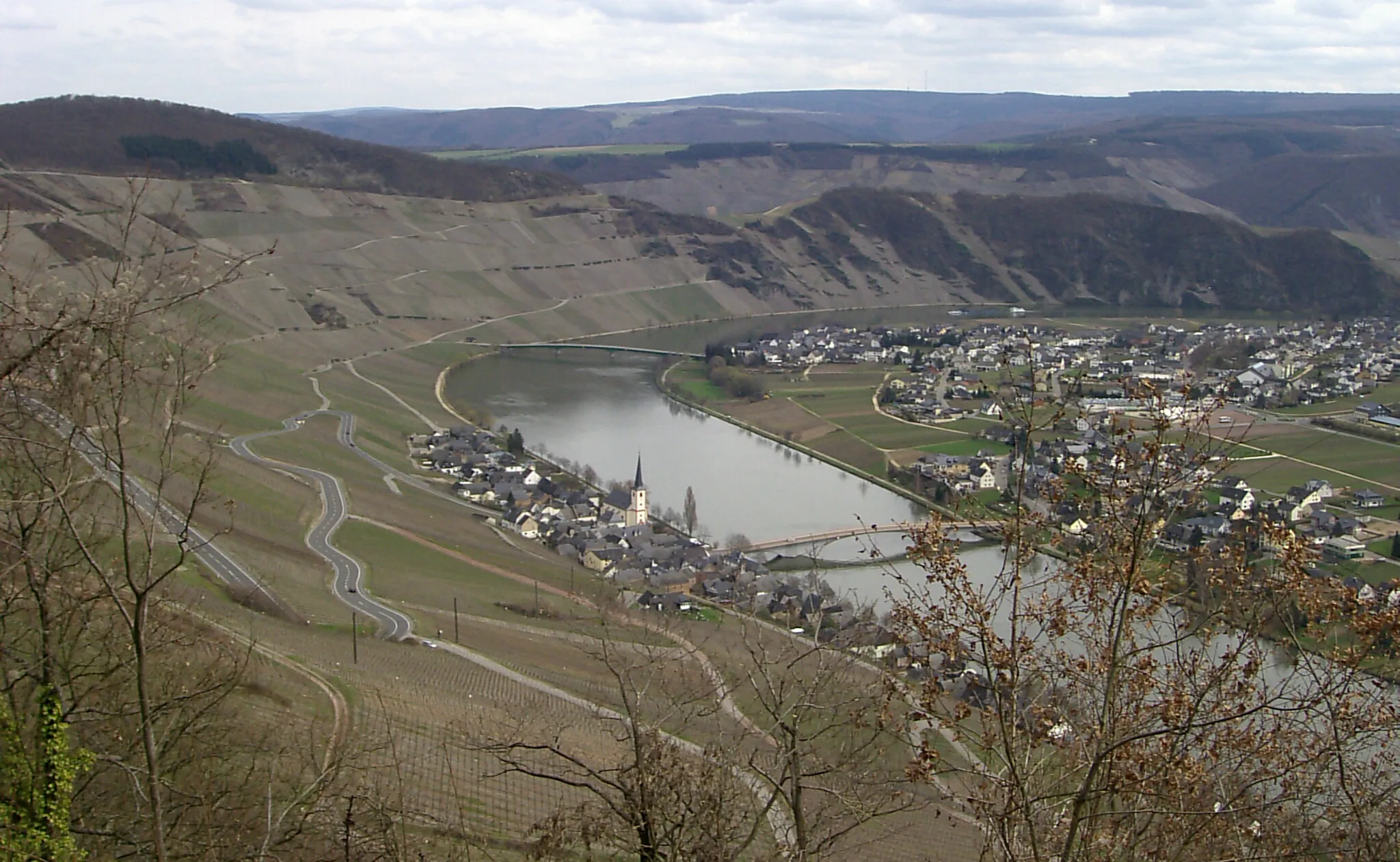 Photo showing: View to Moselle River, Piesport, Germany