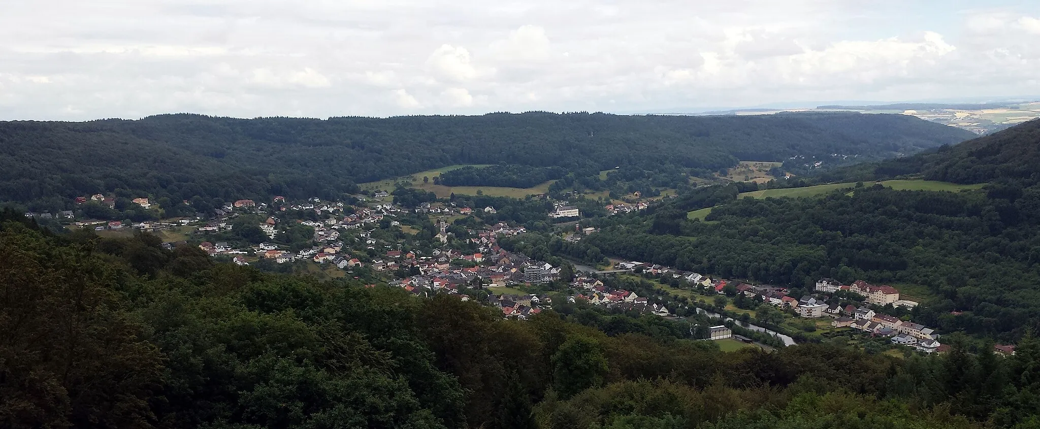 Photo showing: Panoramic view of Bollendorf (D), Bollendorf-Pont (LU) and river Sauer