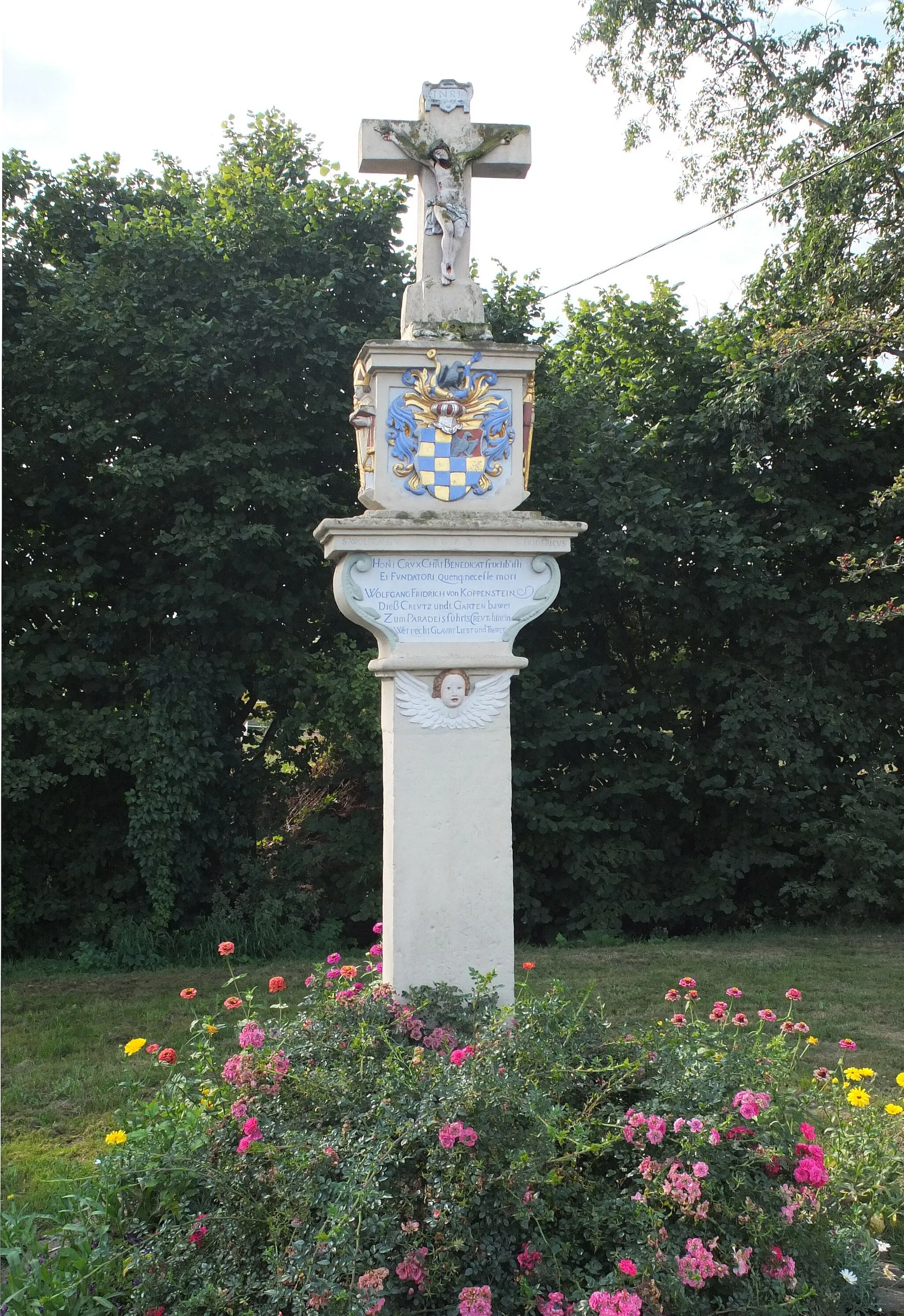 Photo showing: Wayside cross (1653) in Esch (Germany)