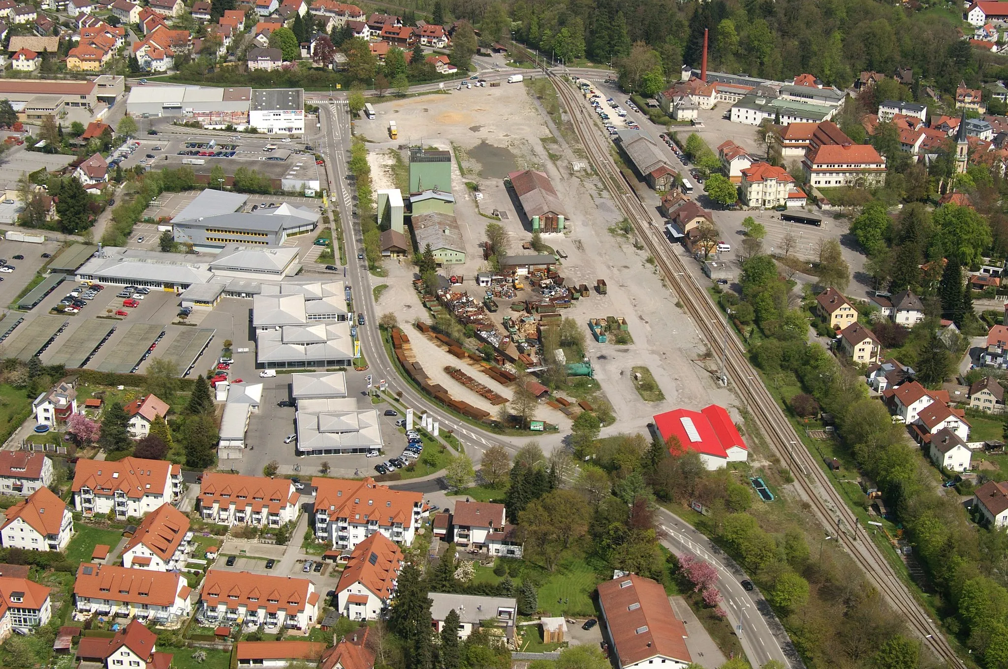 Photo showing: Luftaufnahme des Bahnhofsgeländes in Wangen im Allgäu