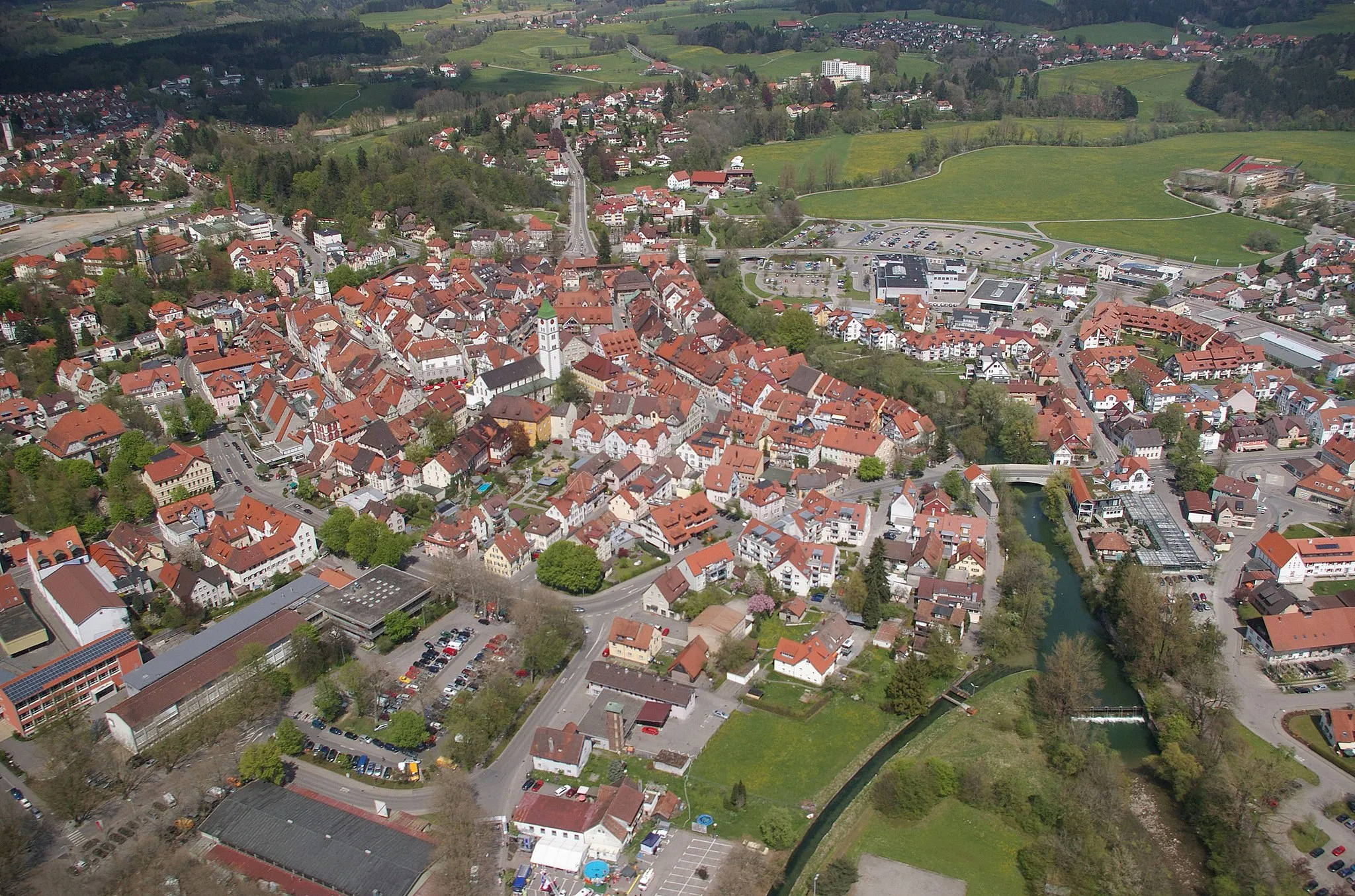 Photo showing: Areal view of the inner city of Wangen im Allgäu