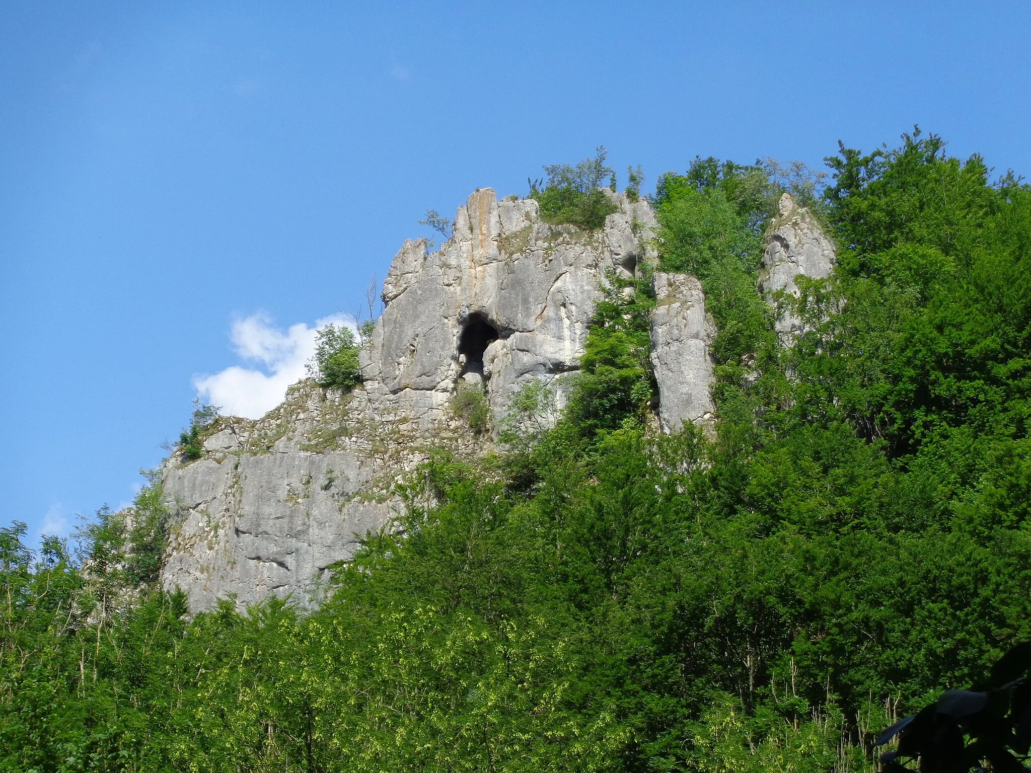 Photo showing: Flächenhaftes Naturdenkmal: Ruine Baldeck (84150780065);
Geotop: Ruine-Baldeck-Felsen und Felstor (Geotop-ID ND8415126);
FFH-Gebiet: Uracher Talspinne (7522341);
Biosphärengebiet Schwäbische Alb (Schutzgebiets-Nr. 1);

zwischen Bad Urach Seeburg (bei Urach)
