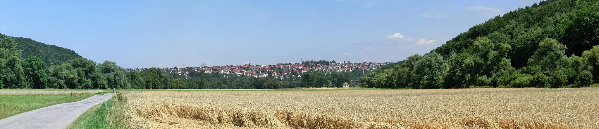 Photo showing: Panoramic image of the municipality Kirchentellinsfurt, Baden-Württemberg.