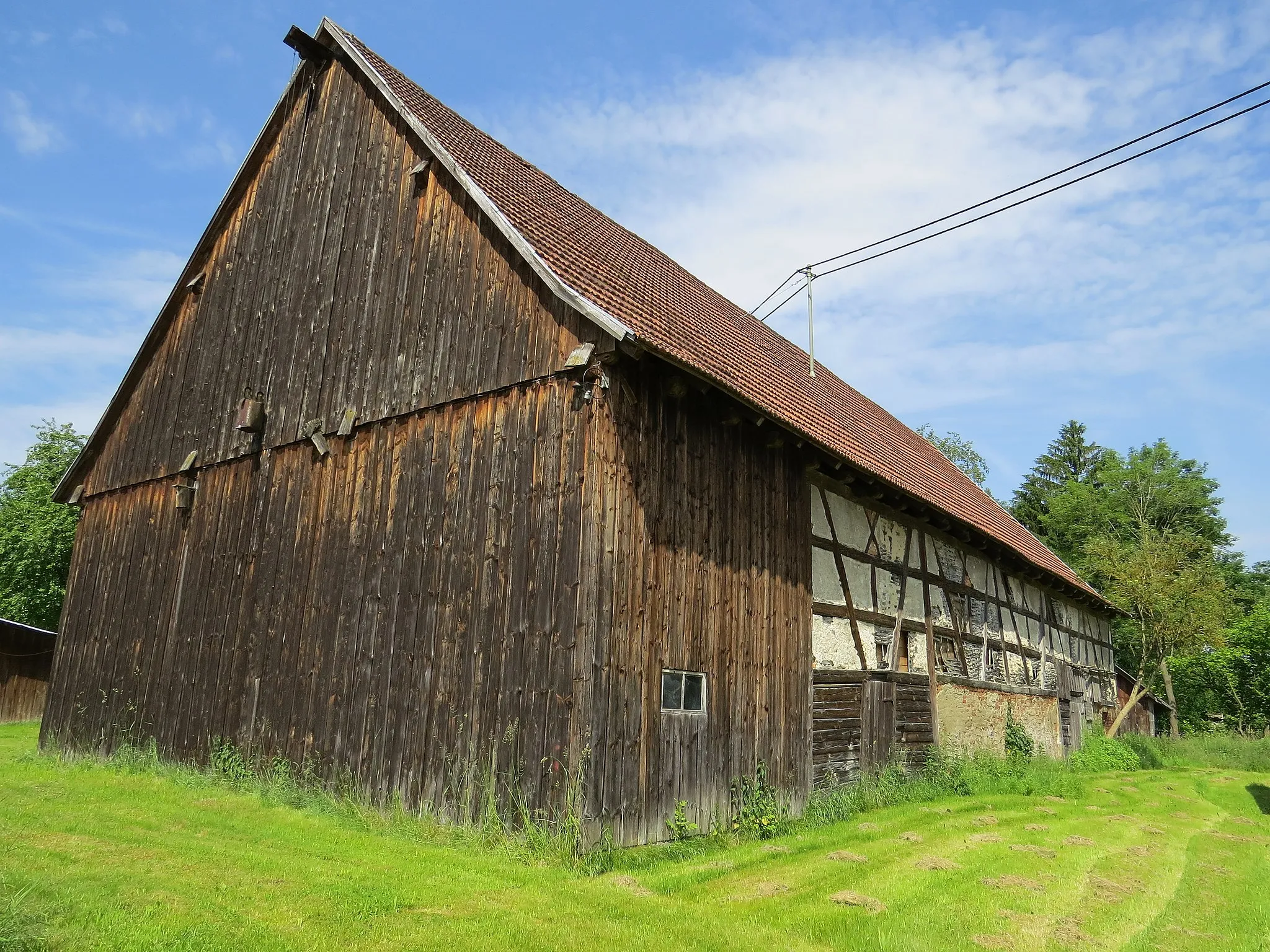 Photo showing: Fachwerkstadel in Ettlishofen, Bibertal