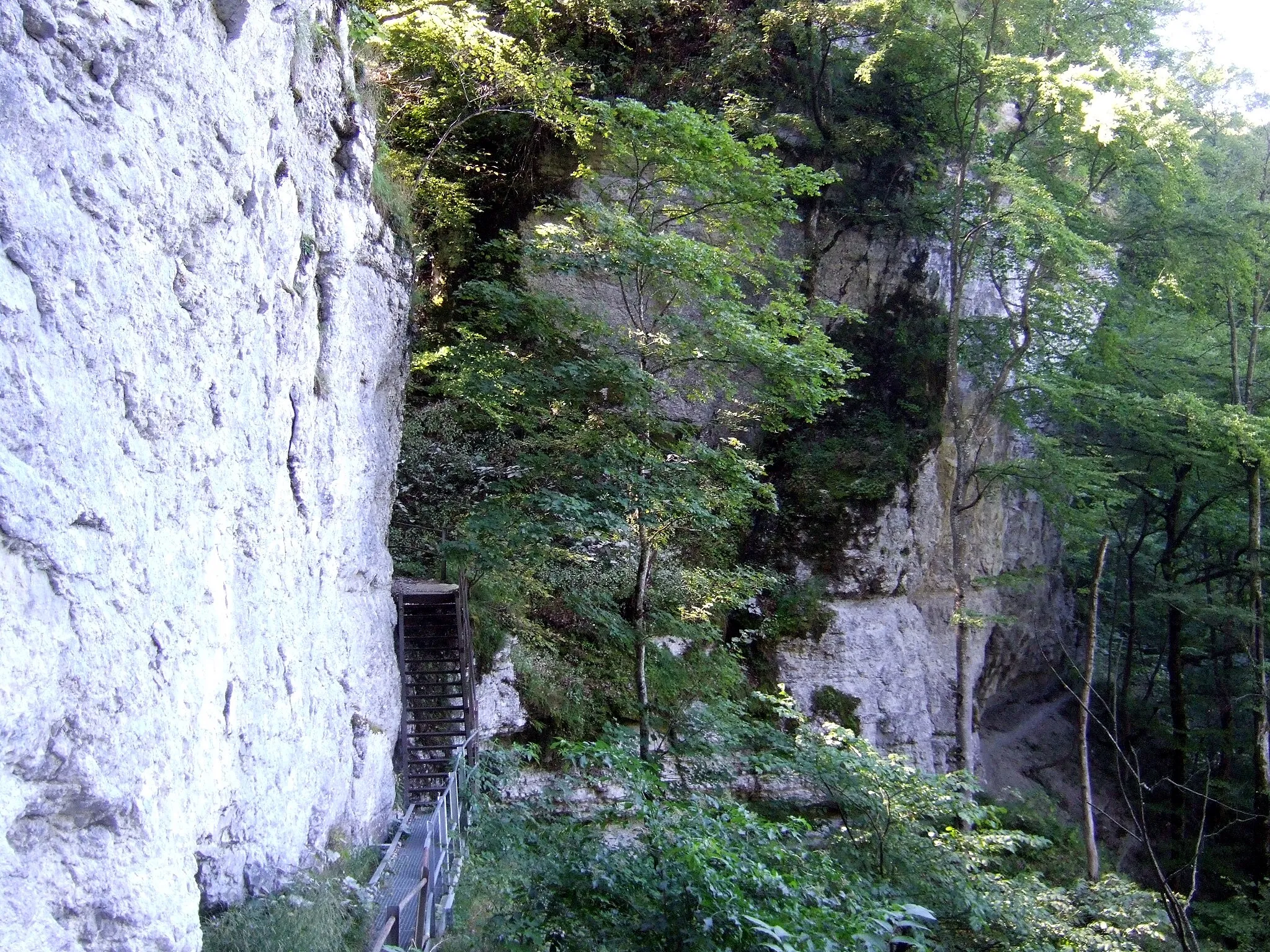 Photo showing: Albtrauf at the "Hossinger Leiter" (Hossingen Ladder), Swabian Jura, near Hossingen, Zollernalb district, Germany