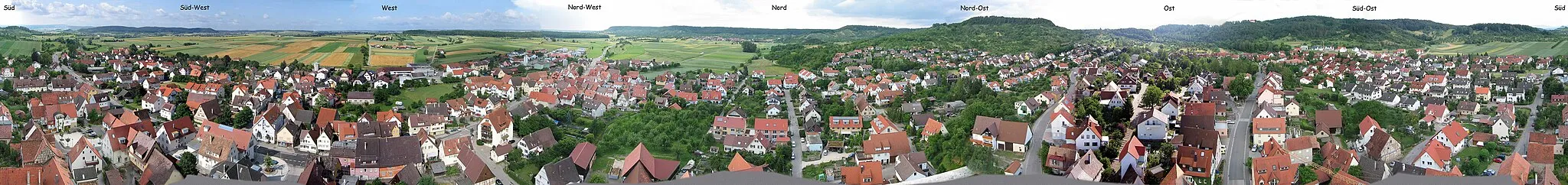 Photo showing: Panorama from Church Entringen, Germany. Panorama generated out of 11 pictures.