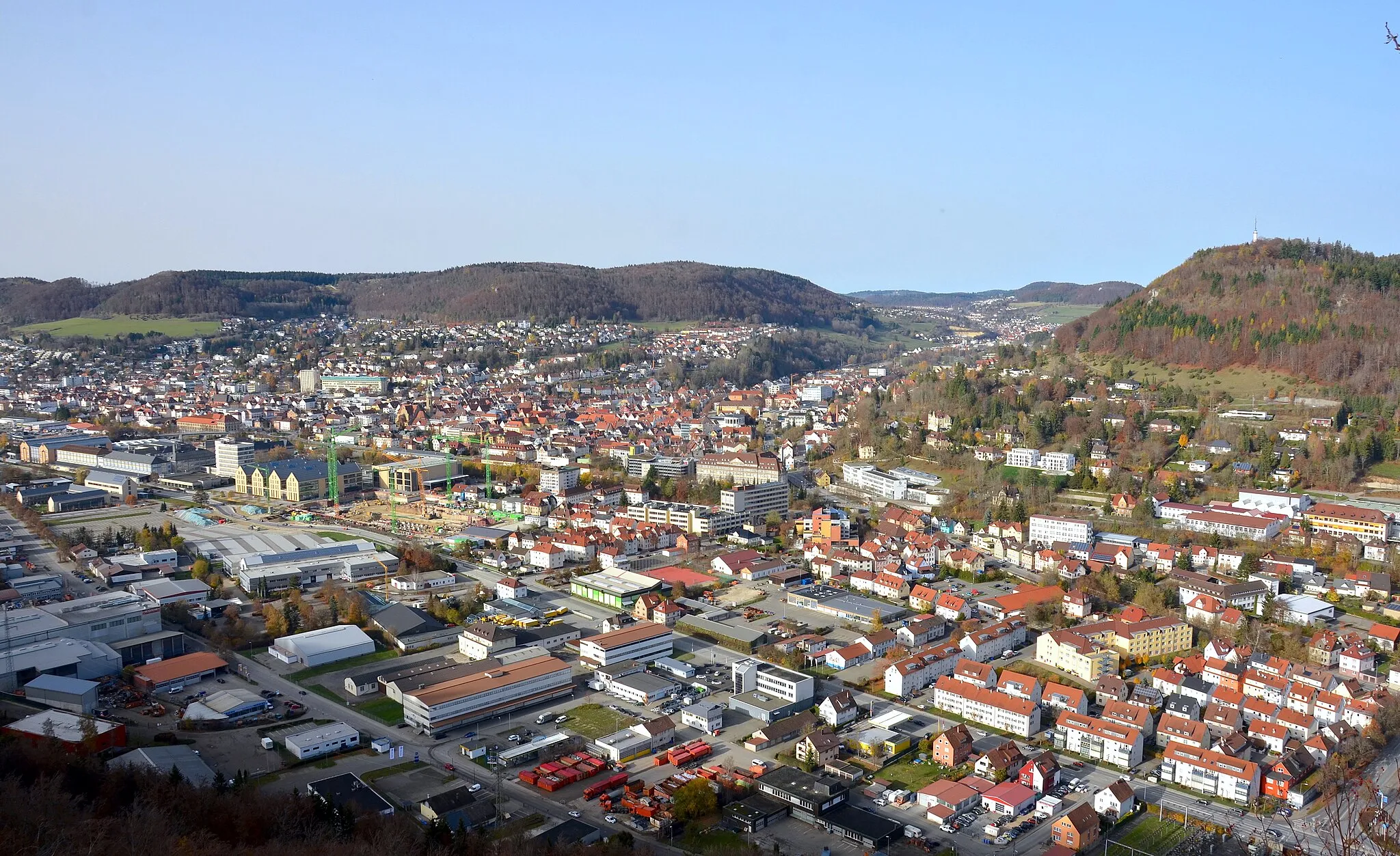 Photo showing: Blick vom Malesfelsen über Albstadt-Ebingen im Zollernalbkreis