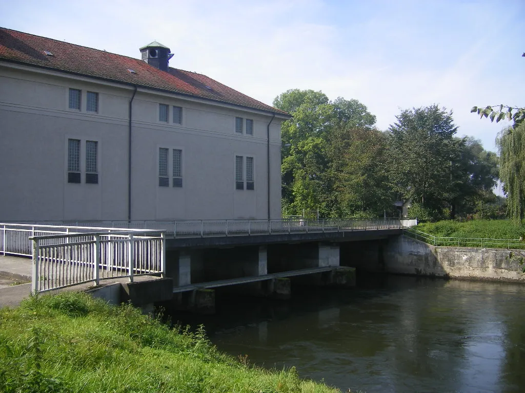 Photo showing: Donaustetten (Ulm municipality) power plant on the Danube