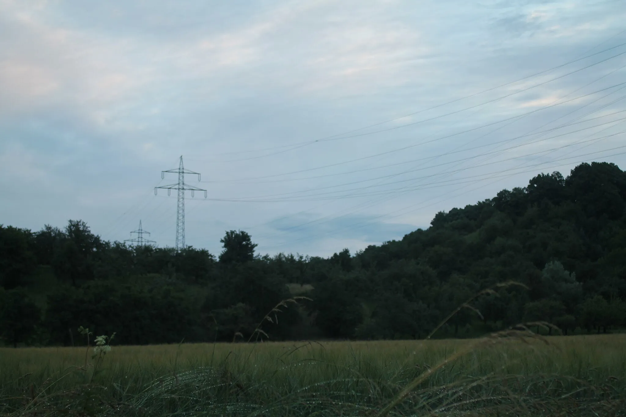 Photo showing: 110 kV-Leitung Metzingen-Nehren und 110 kV-Leitung Reutlingen/West-Pfullingen bei Gomaringen