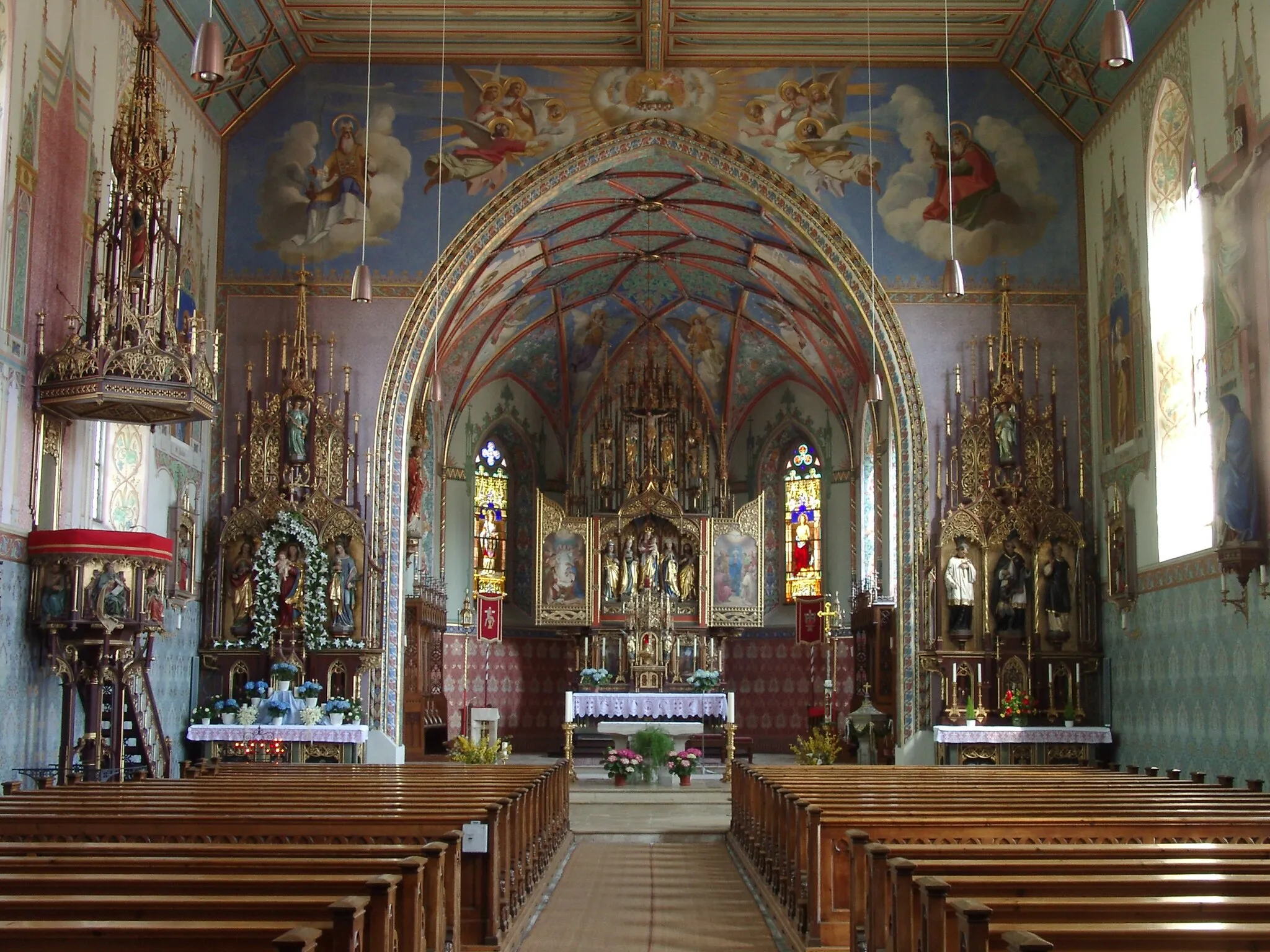 Photo showing: Innenraum der neugotischen Pfarrkirche in Weitnau