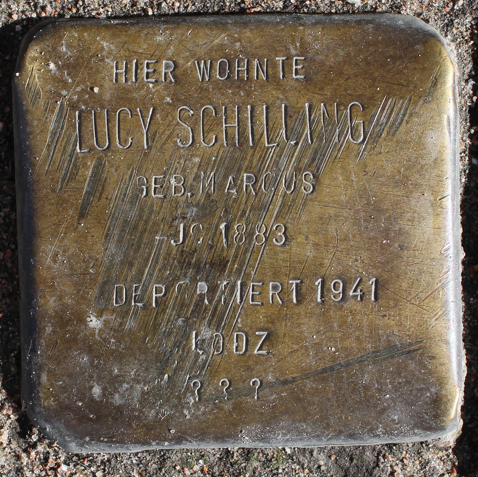 Photo showing: Stolperstein für Lucy Schilling