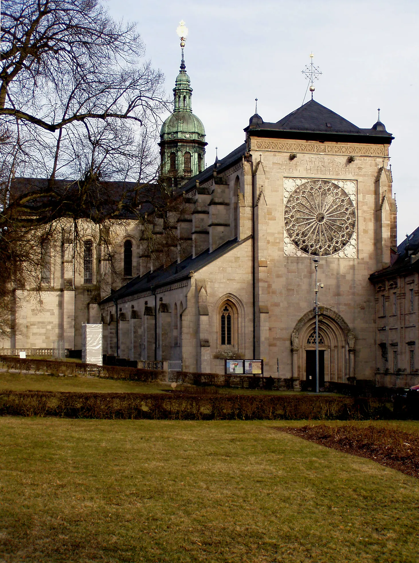 Photo showing: Die Westfassade der ehemaligen Klosterkirche von Ebrach/Oberfranken