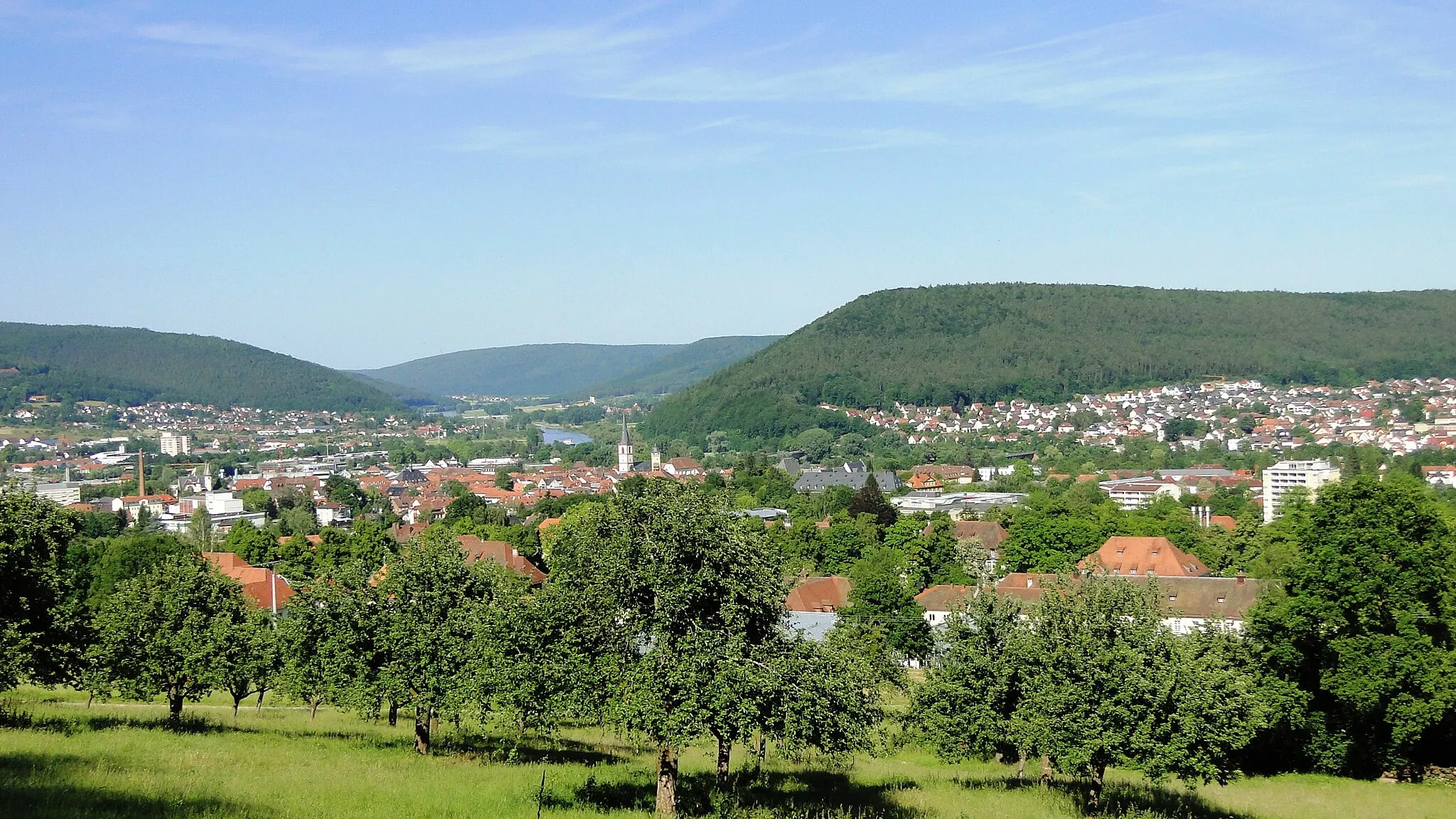 Photo showing: View of Lohr am Main, Germany, from the Lohrer Alm