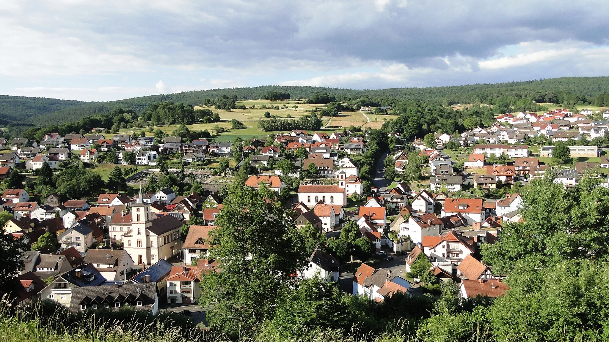 Photo showing: View Partenstein, Franconia, Germany from Burg Bartenstein