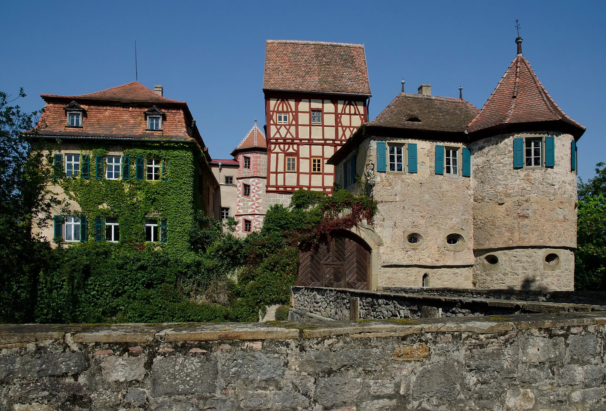 Photo showing: Moated castle Unsleben, county Rhön-Grabfeld, Bavaria, Germany