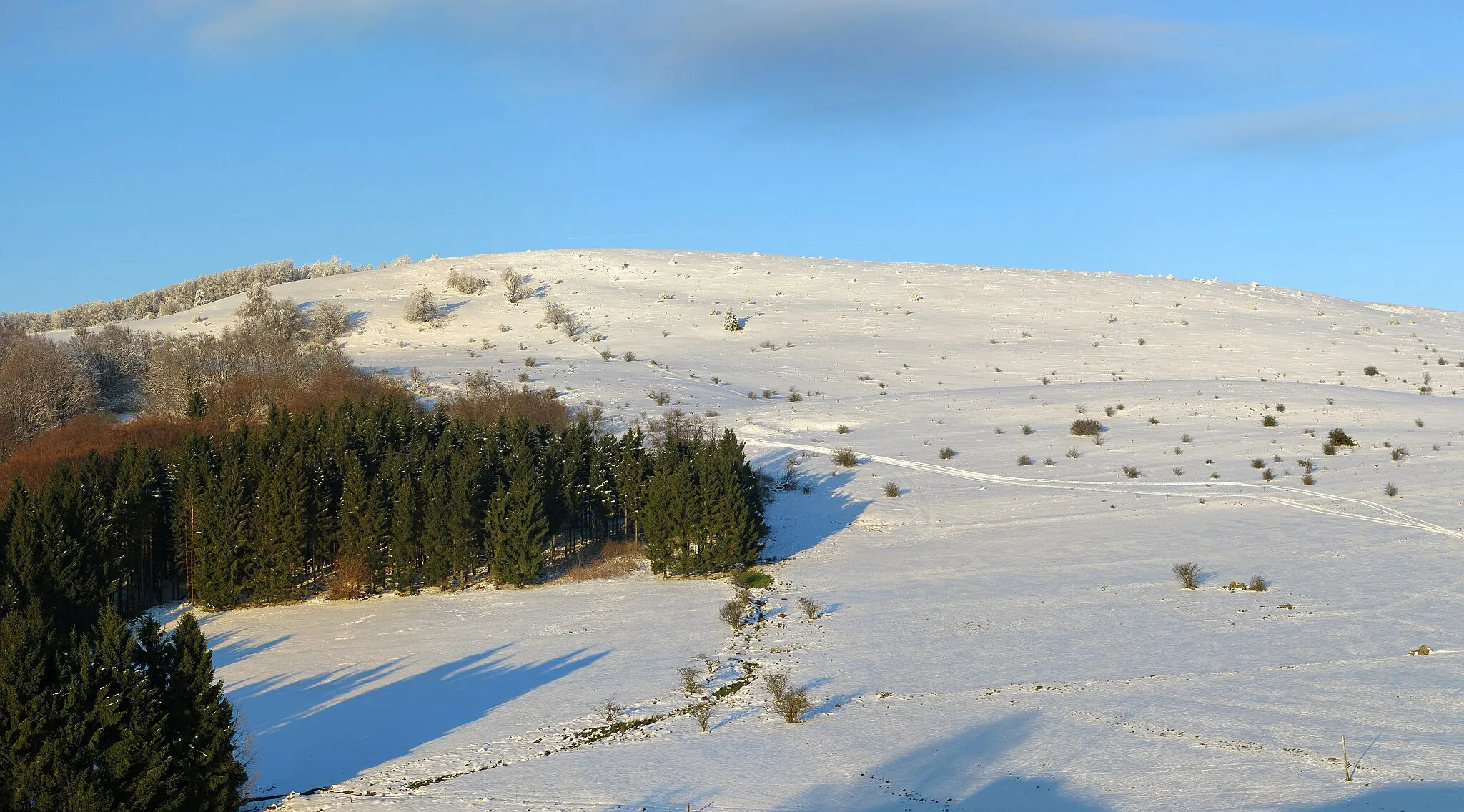 Photo showing: Himmeldunkberg in the Rhön Mountains seen from Rockenstein