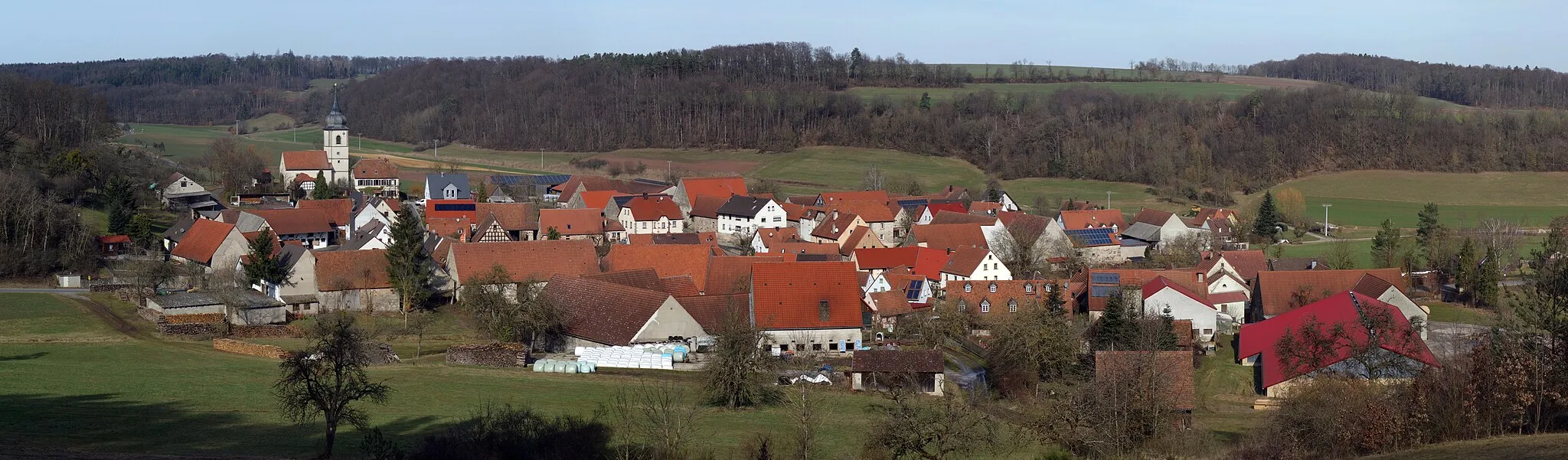 Photo showing: A panorama of Ebersbrunn, a village of Geiselwind, a town in northern Bavaria.