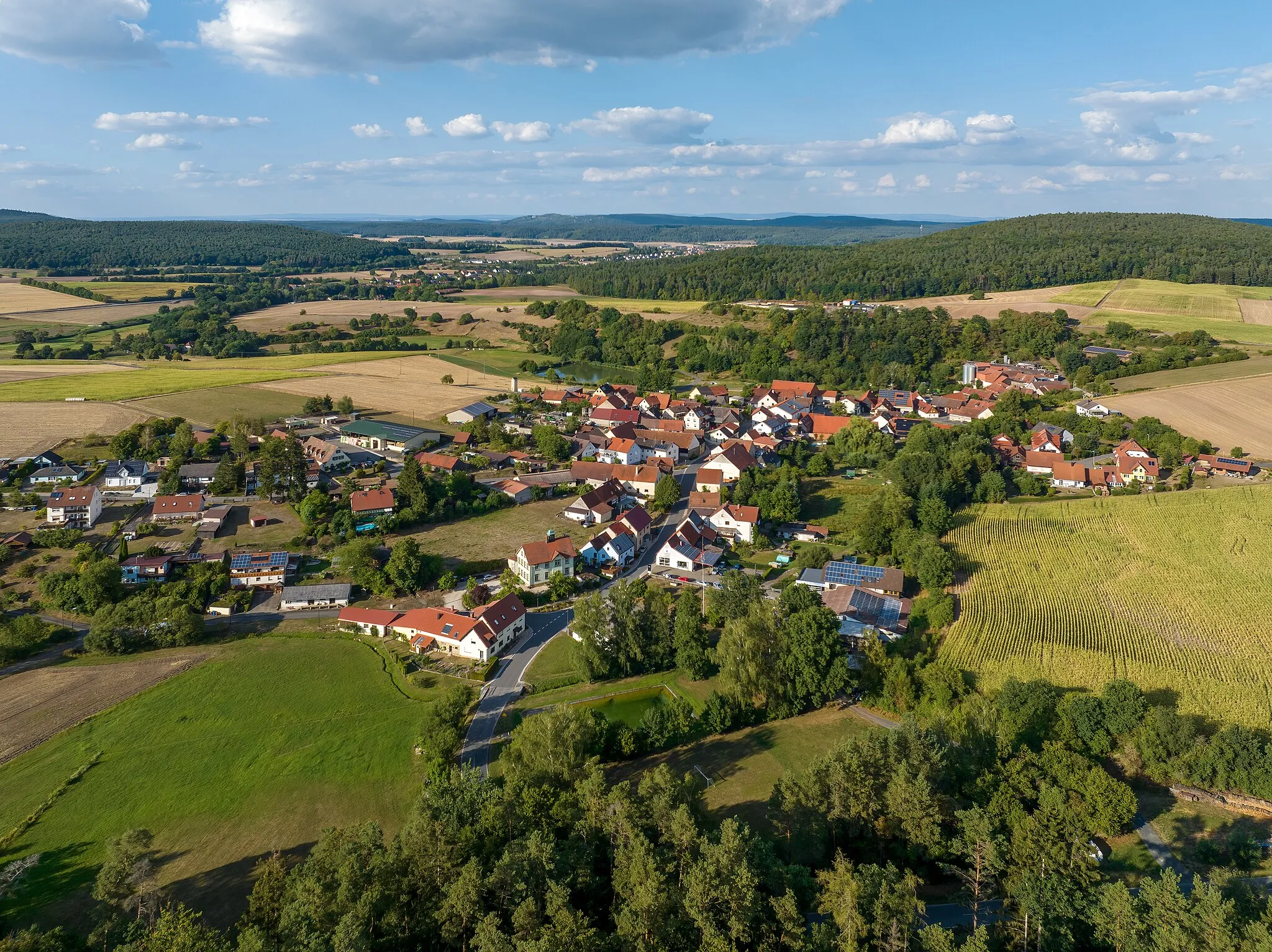 Photo showing: Bramberg in the district of Hassberge, aerial view.