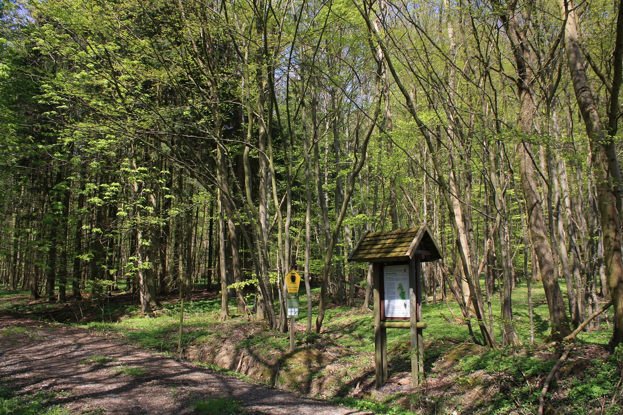 Photo showing: Naturschutzgebiet Breiter Berg bei Haselstein mit Hinweistafeln