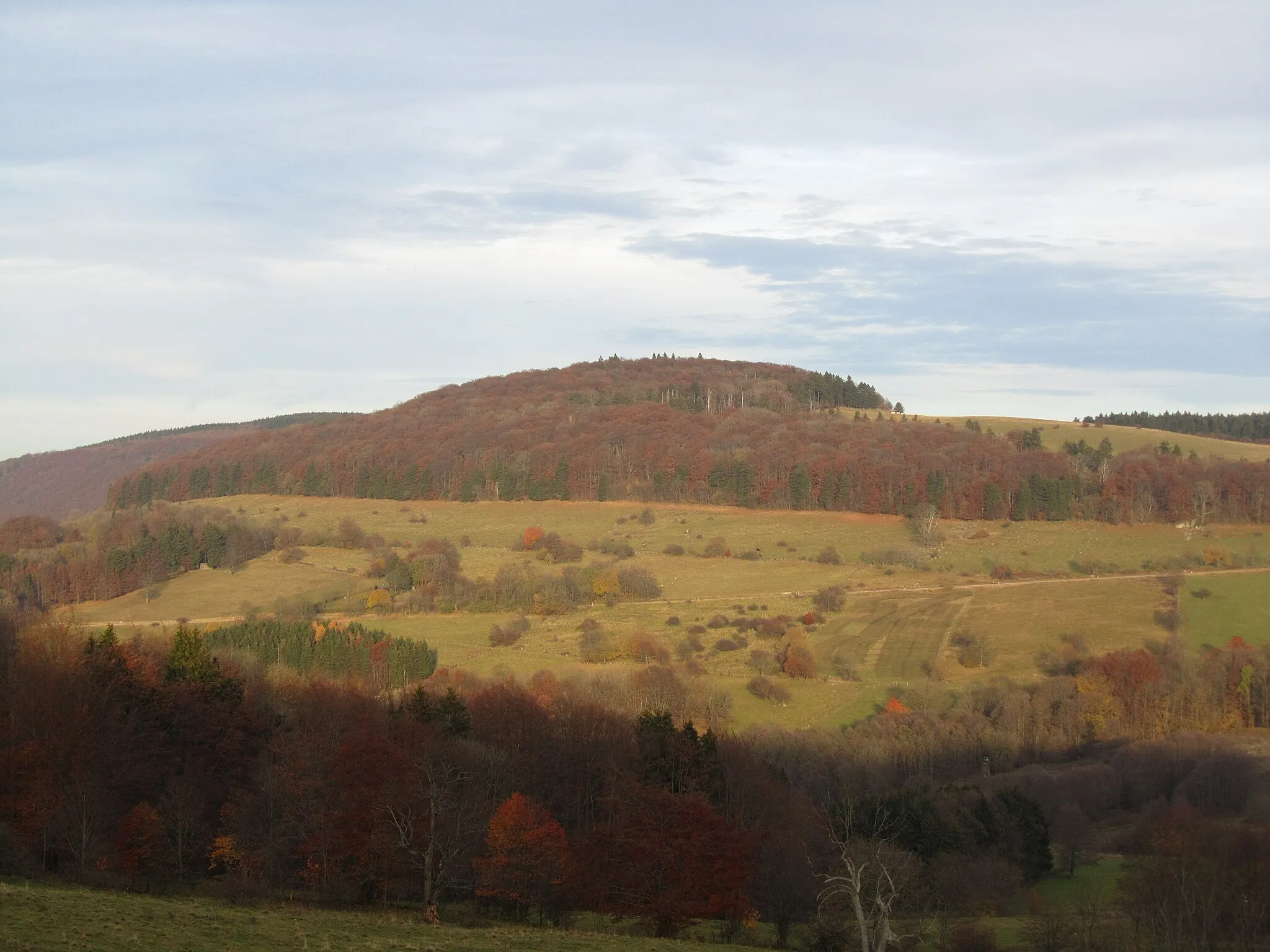 Photo showing: Der Steinkopf (888 m) in der Rhön von Westen