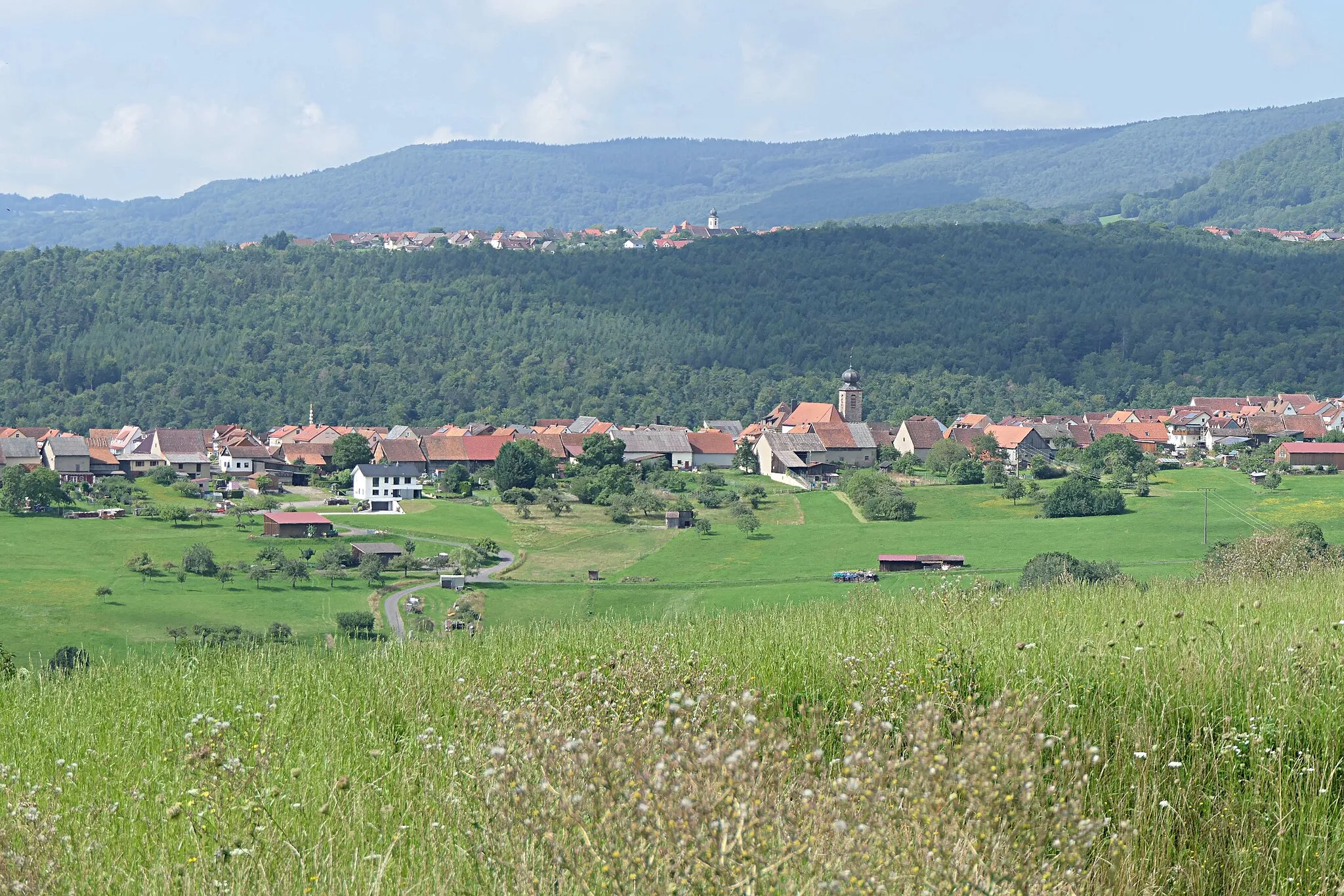 Photo showing: Waldberg von Osten, Langenleiten und die Schwarzen Berge im Hintergrund