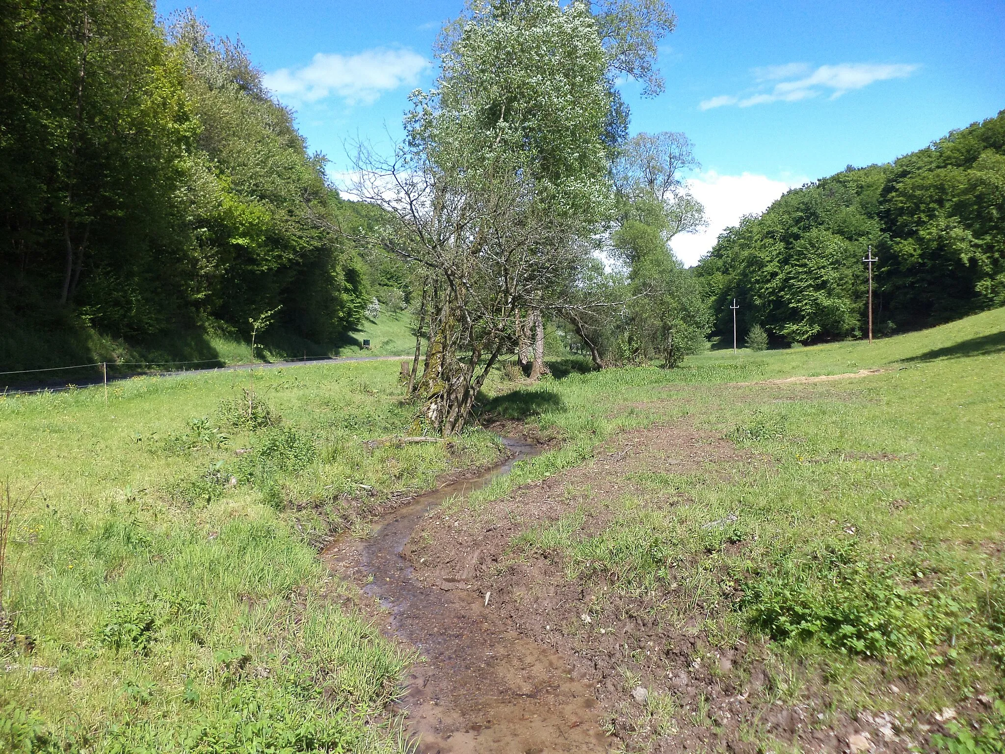 Photo showing: Der Hemsbach zwischen Brücken und Hemsbach