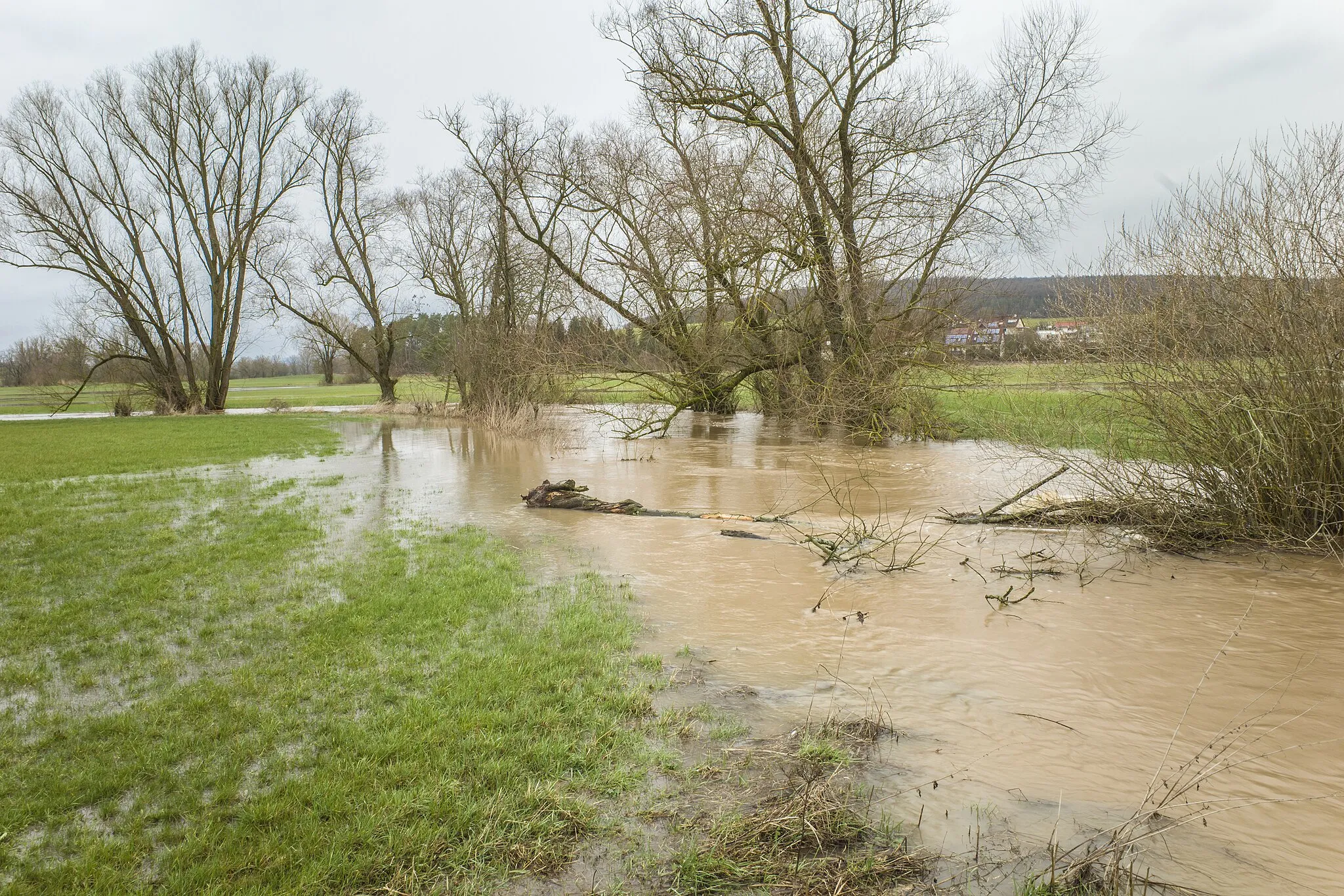 Photo showing: Hochwasser der Baunach, März 2023, zwischen Rentweinsdorf und Lind