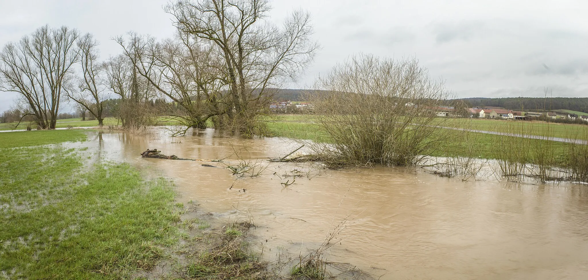 Photo showing: Hochwasser der Baunach, März 2023, zwischen Rentweinsdorf und Lind