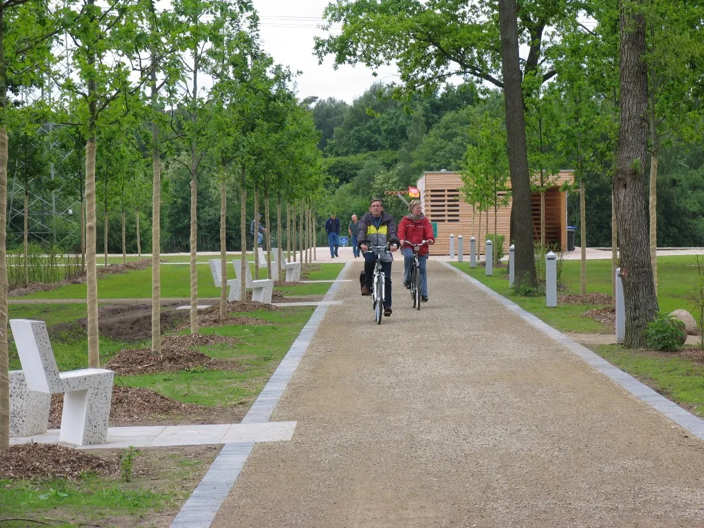 Photo showing: Allee zum Badesee der Haddorfer Seen in der Gemeinde Wettringen. Seebar im Hintergrund