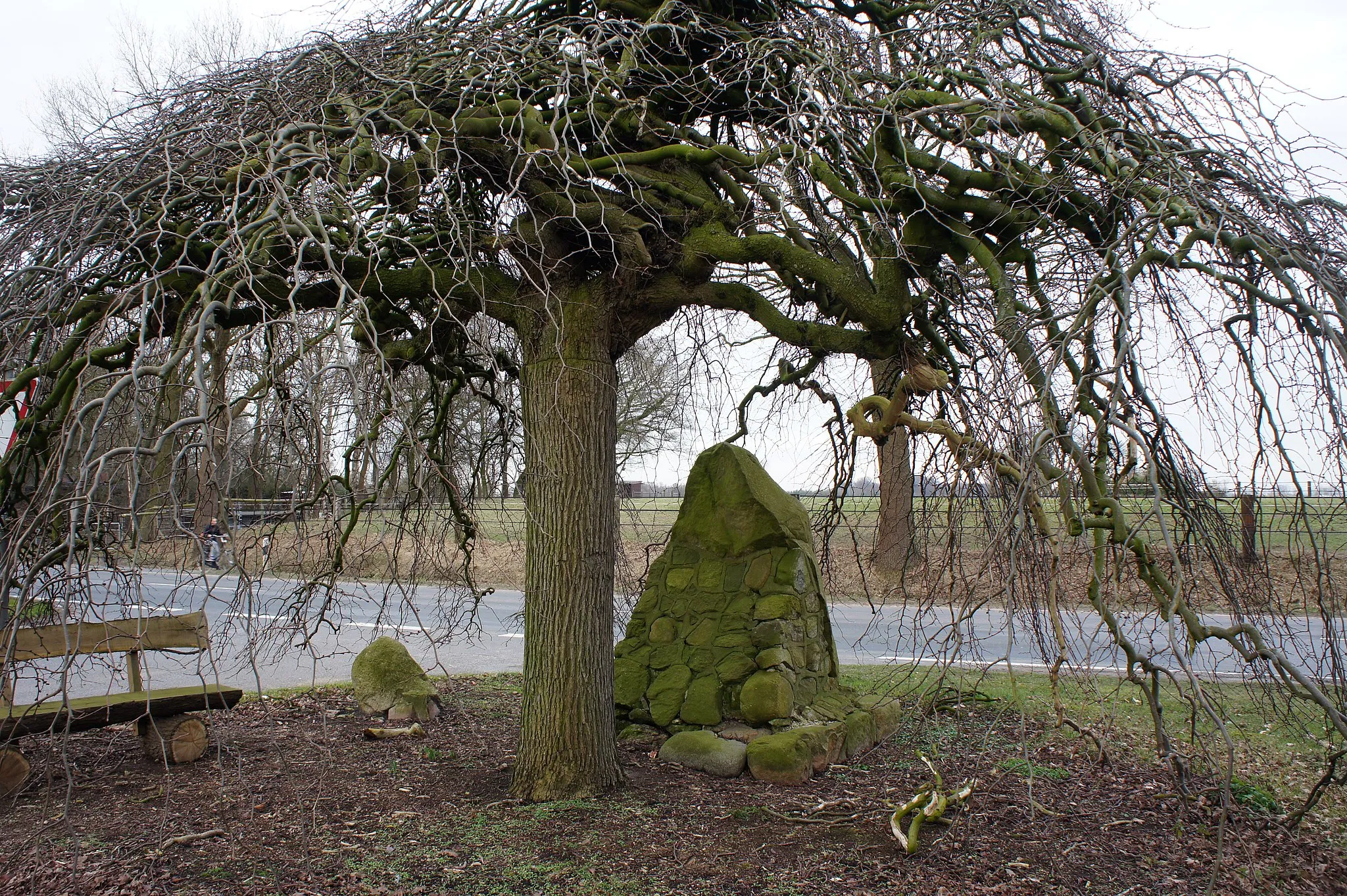 Photo showing: Baum und altes Denkmal in Bookhorn, Ecke Grüppenbührener Straße/Am Hackkamp; Ganderkesee in Niedersachsen