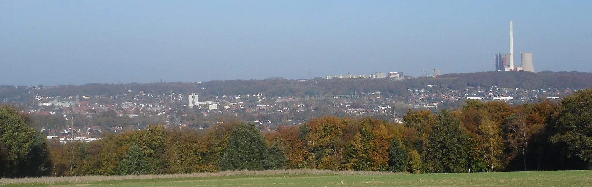 Photo showing: City-panorama of the city of Ibbenbüren, taken from the Dörenther Berg