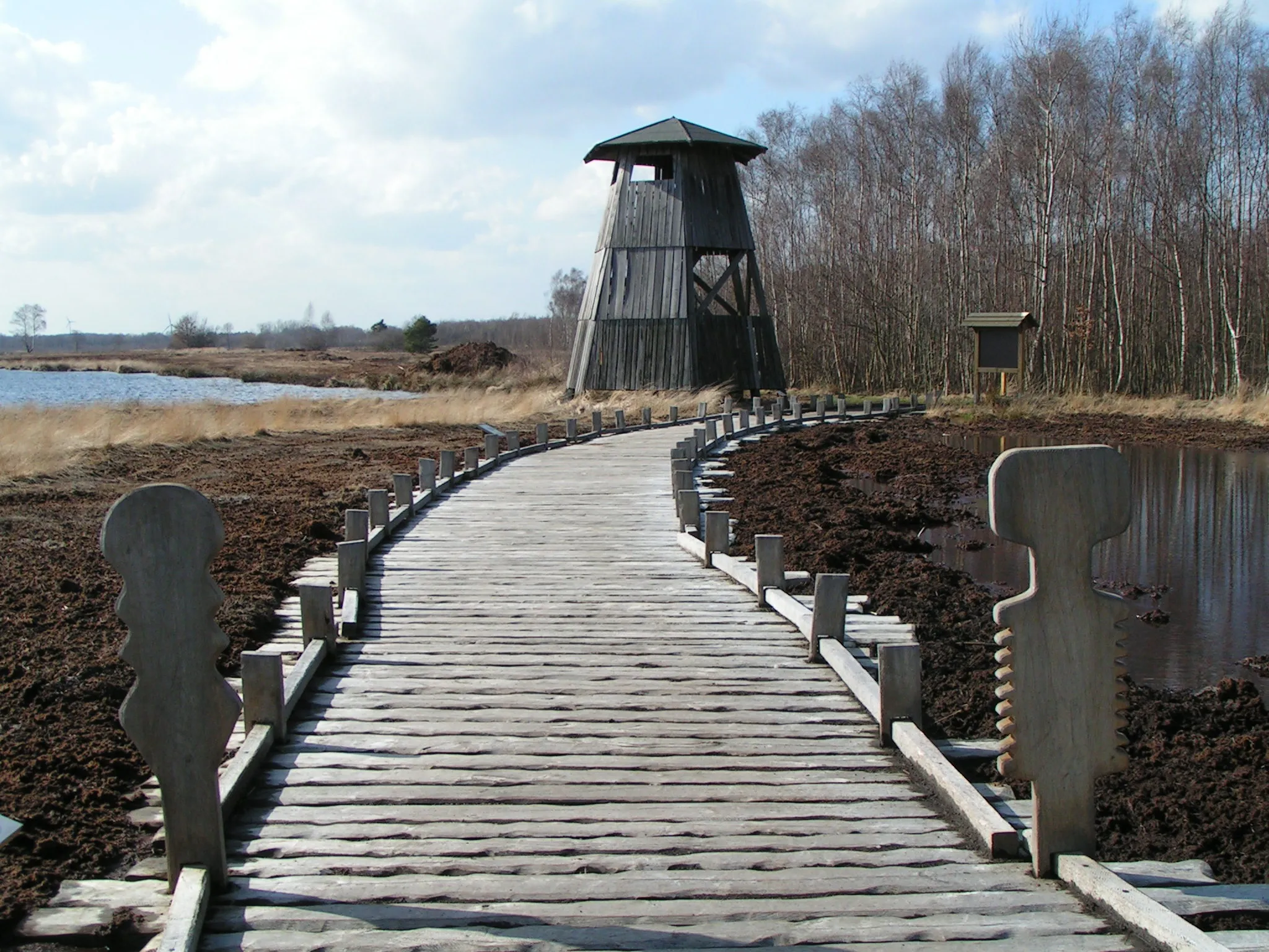 Photo showing: Großes Torfmoor zwischen Lübbecke und Hille: Bohlenweg und Aussichtsturm