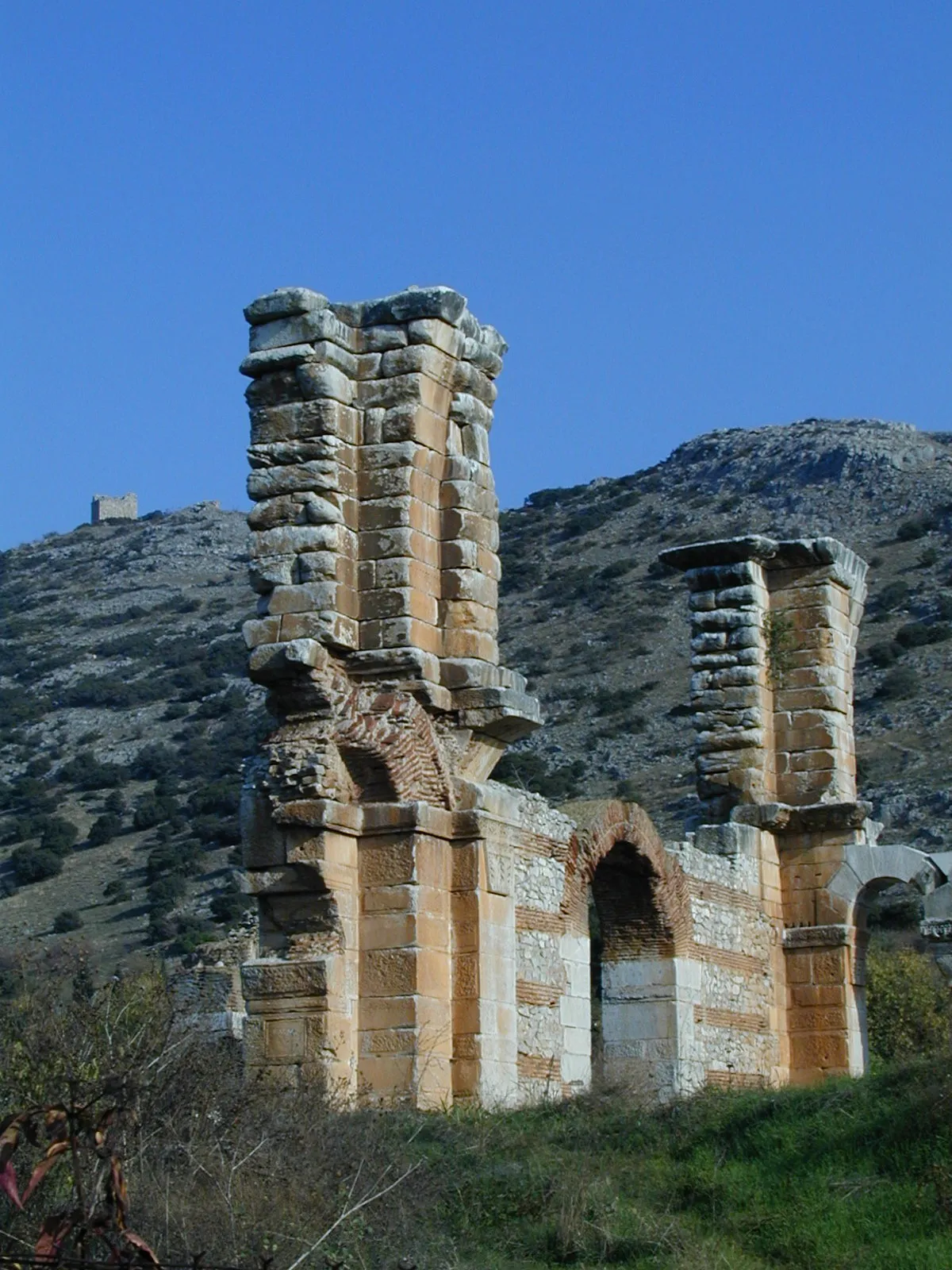 Photo showing: Basilica B seen from the S.-W. in the foreground, acropolis in the background.

Photography taken by Marsyas on 11/12/2000.