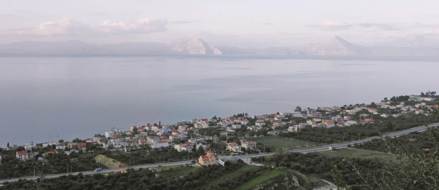 Photo showing: Panoramic view of Kaminia village, Achaia, Greece.