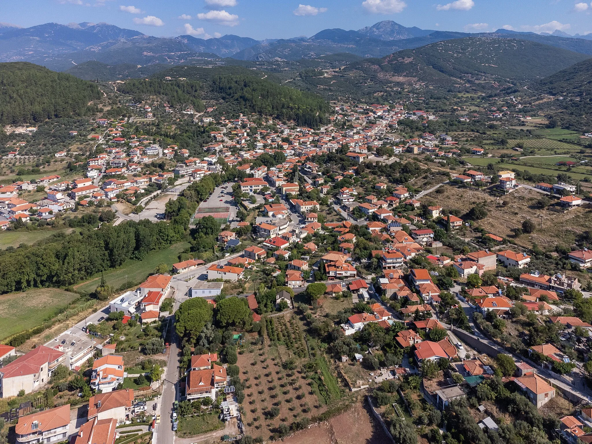 Photo showing: Aerial view of Thermo, West Greece.