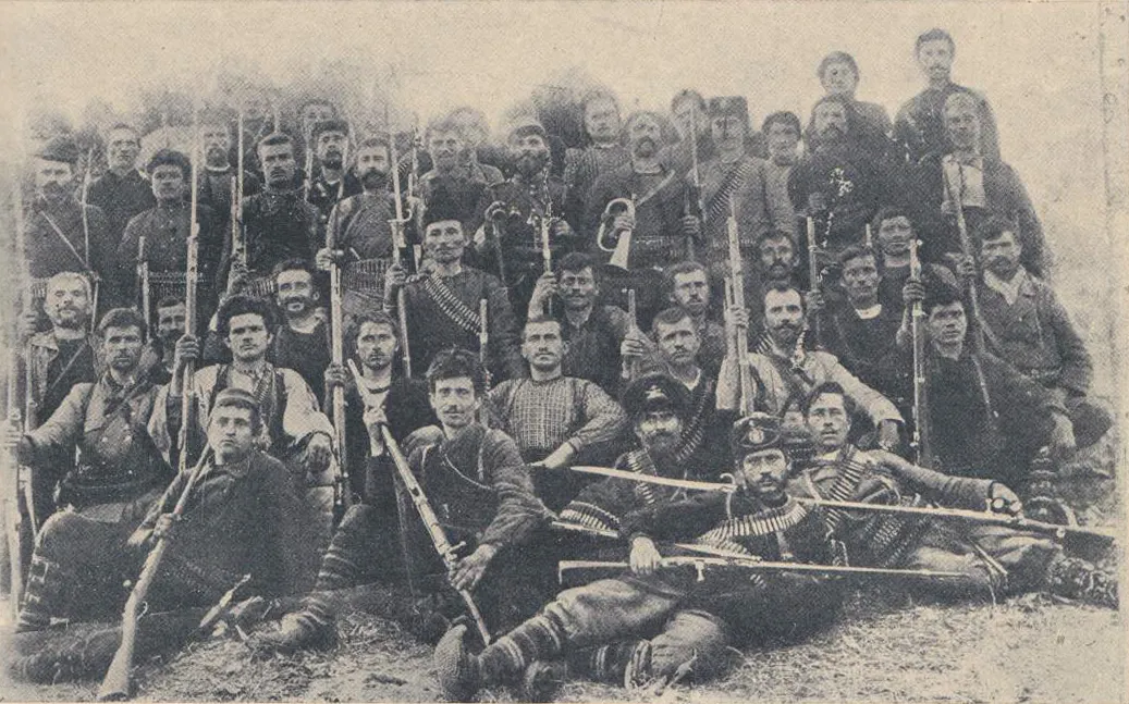 Photo showing: Cheta of IMARO voevoda Nikola Andreev in Kastoria, 1903