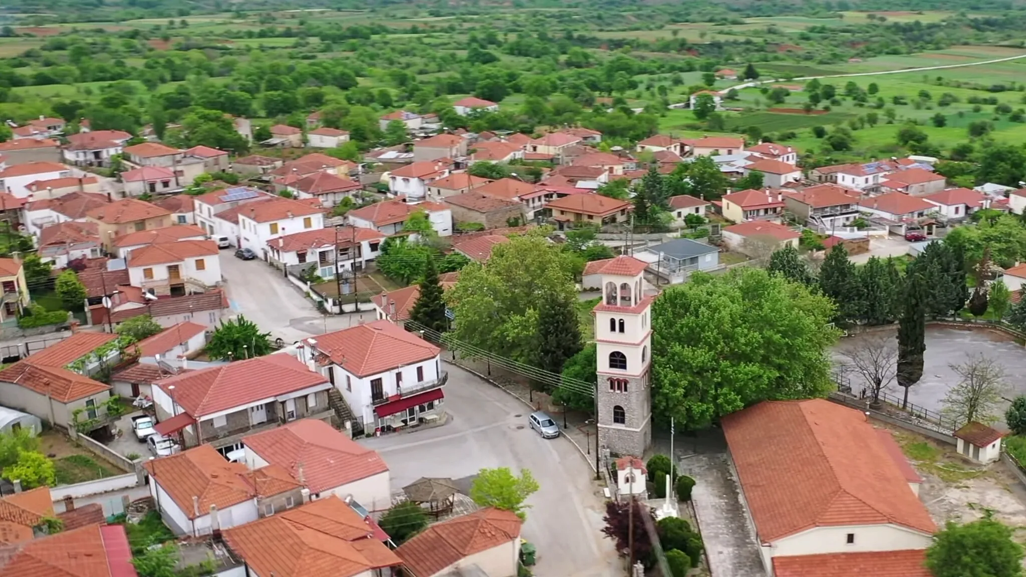 Photo showing: Pelekanos, Kozani, village square aerial view