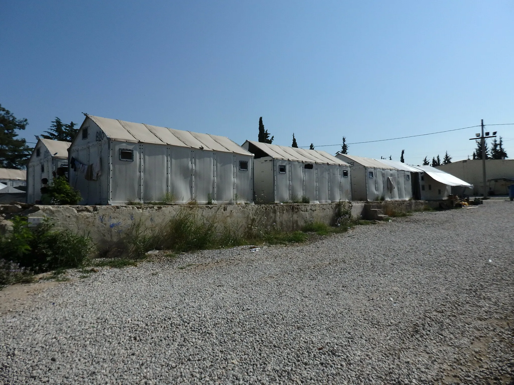Photo showing: Accomodations for refugees at Diavata refugee camp (Greece)